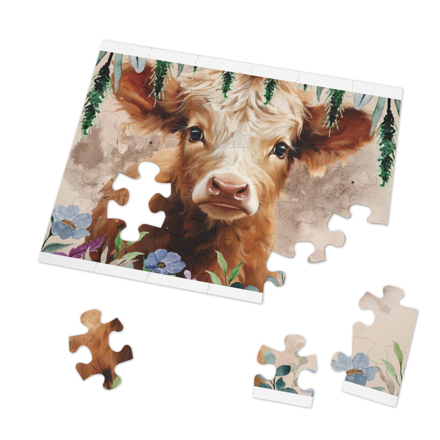 Jigsaw Puzzle, Highland Cow, Personalised/Non-Personalised (30, 110, 252, 500,1000-Piece)