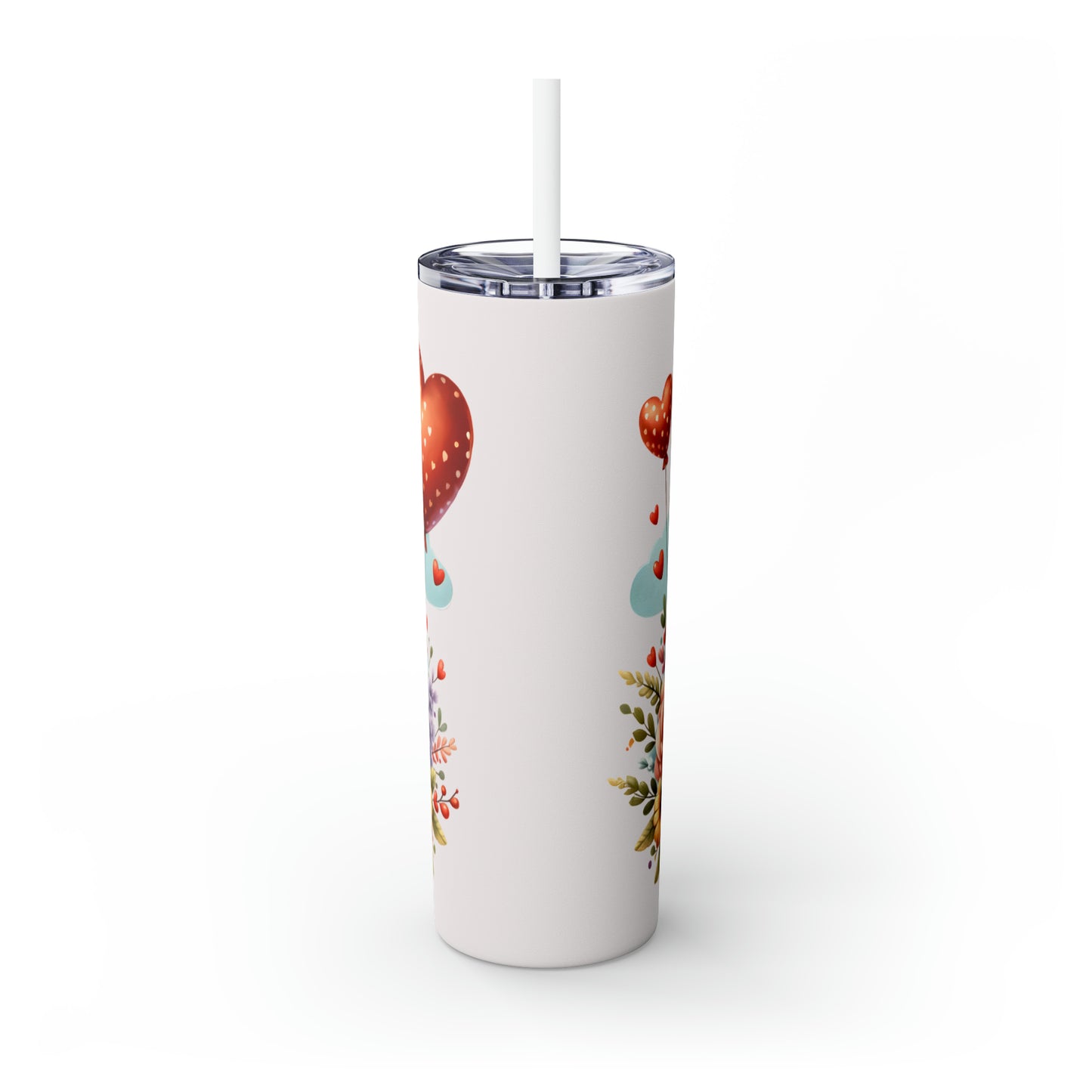 Skinny Tumbler with Straw, 20oz Bear flying Plane