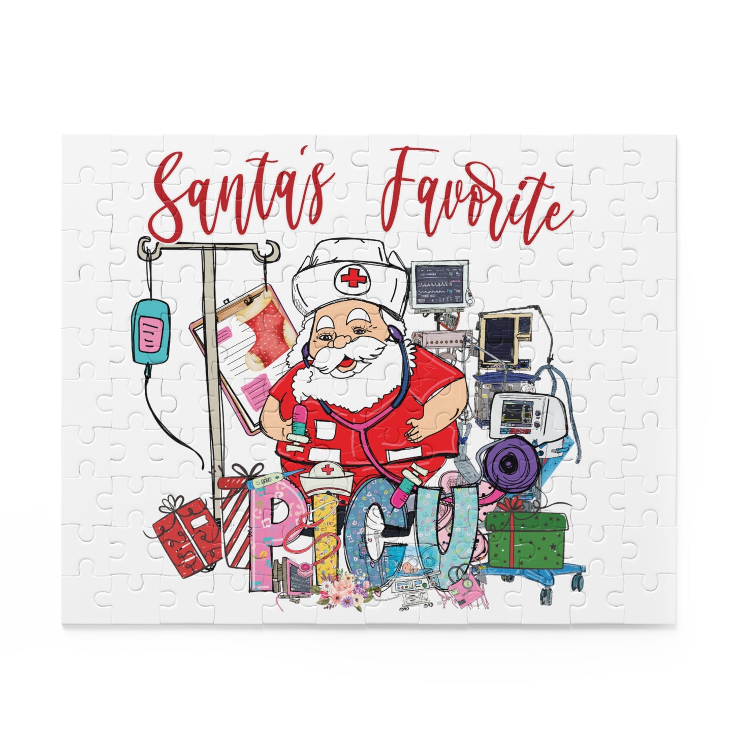 Personalised/Non-Personalised Puzzle, Santa's Favorite PICU Nurse (120, 252, 500-Piece)