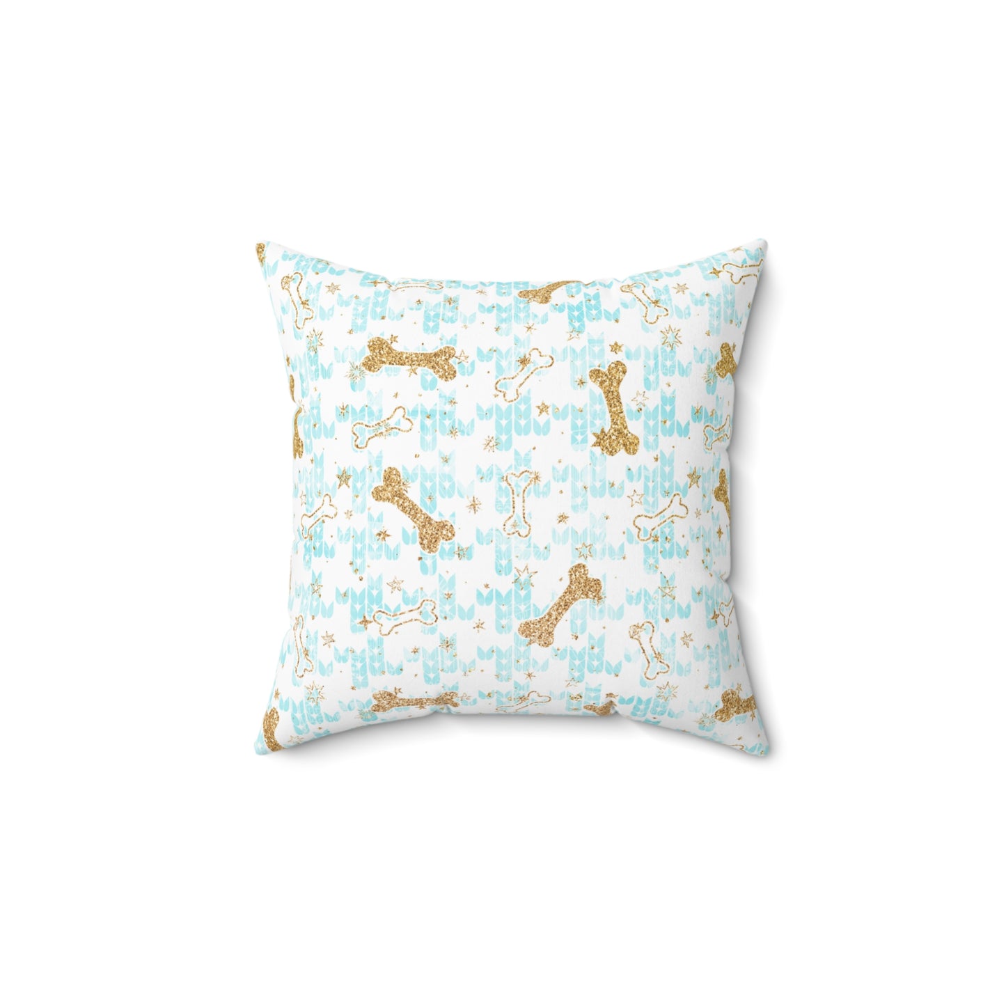 Spun Polyester Square Pillow, Doggie Bones Christmas Cushion