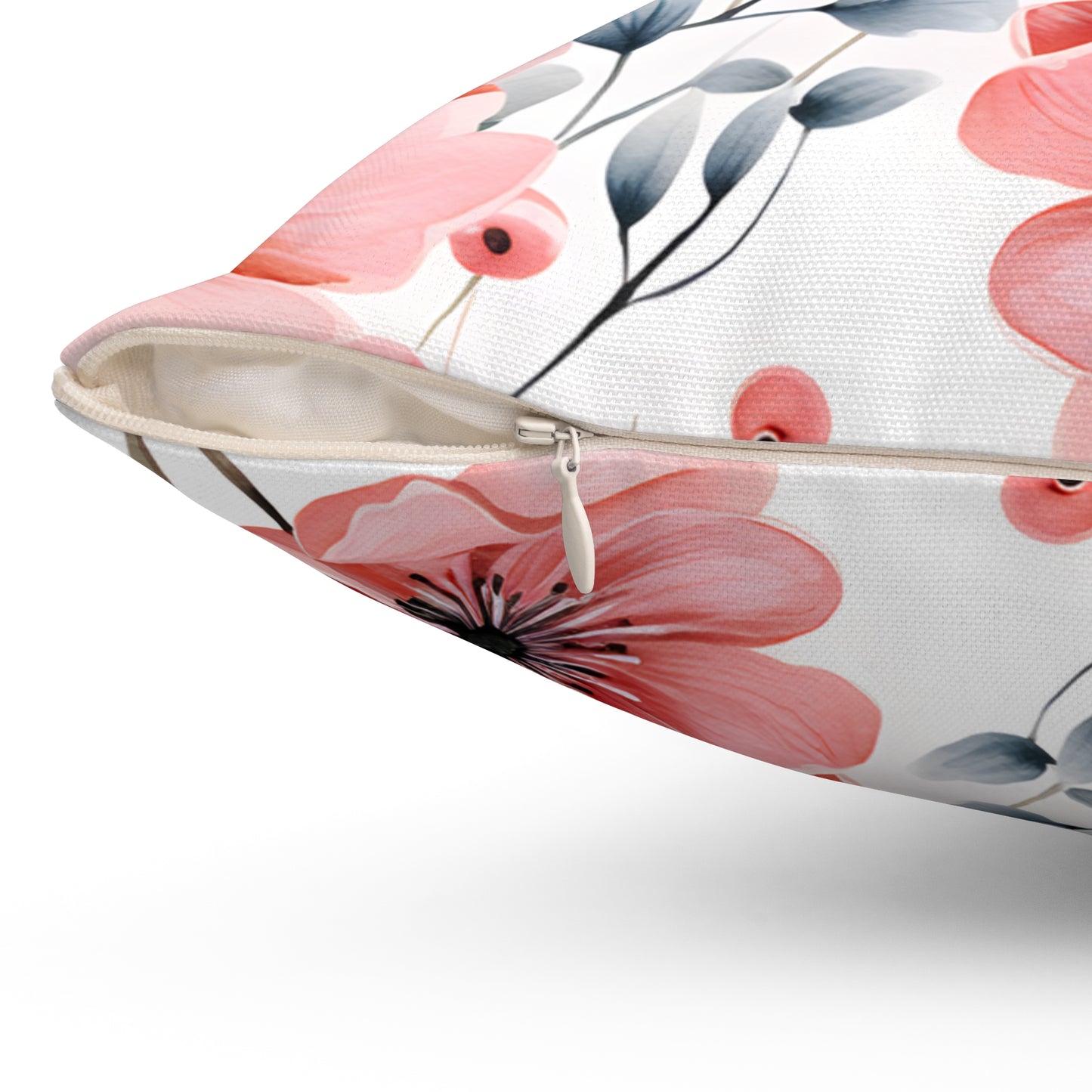 Spun Polyester Square Pillow, Floral Cushion