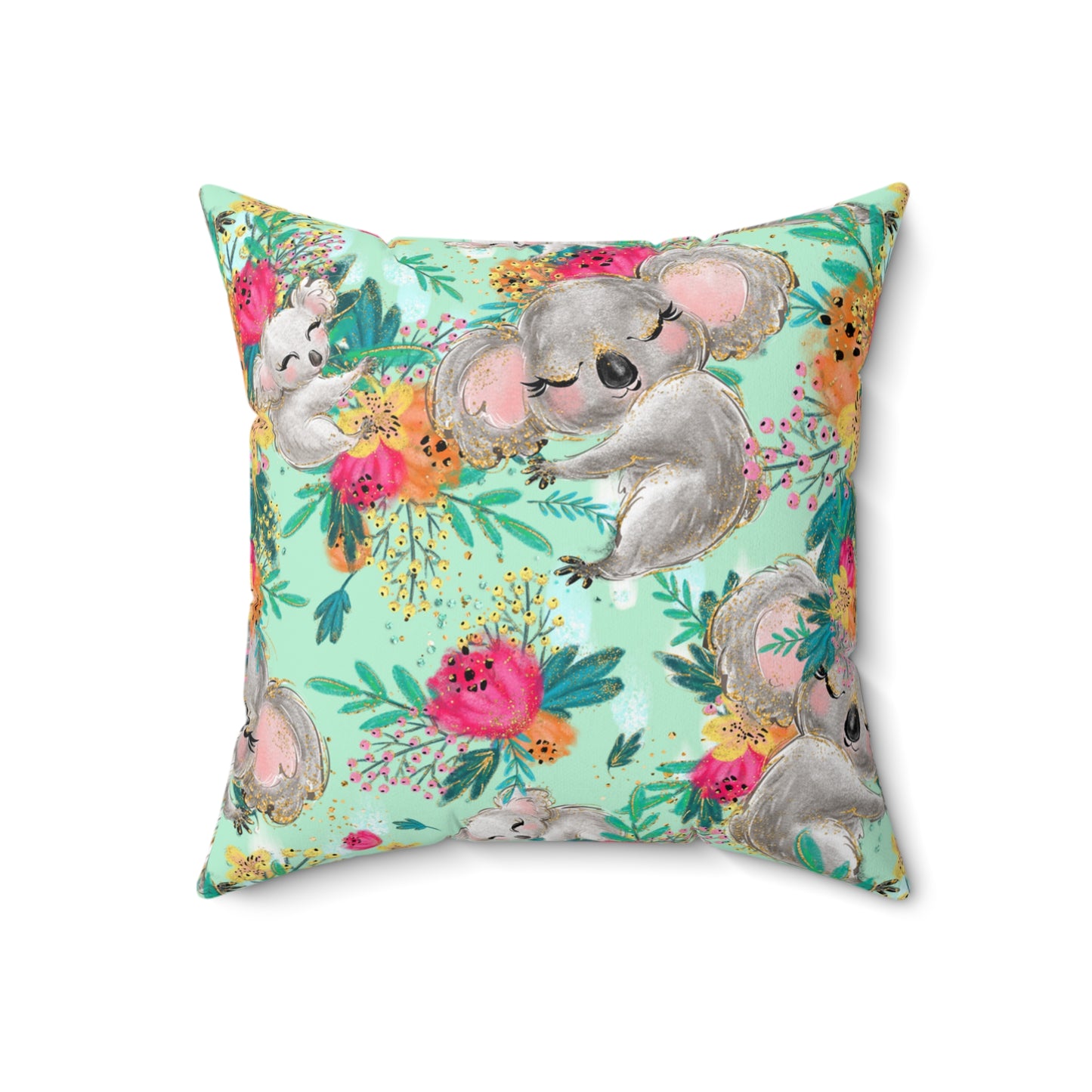 Spun Polyester Square Pillow, Australian Kangaroos