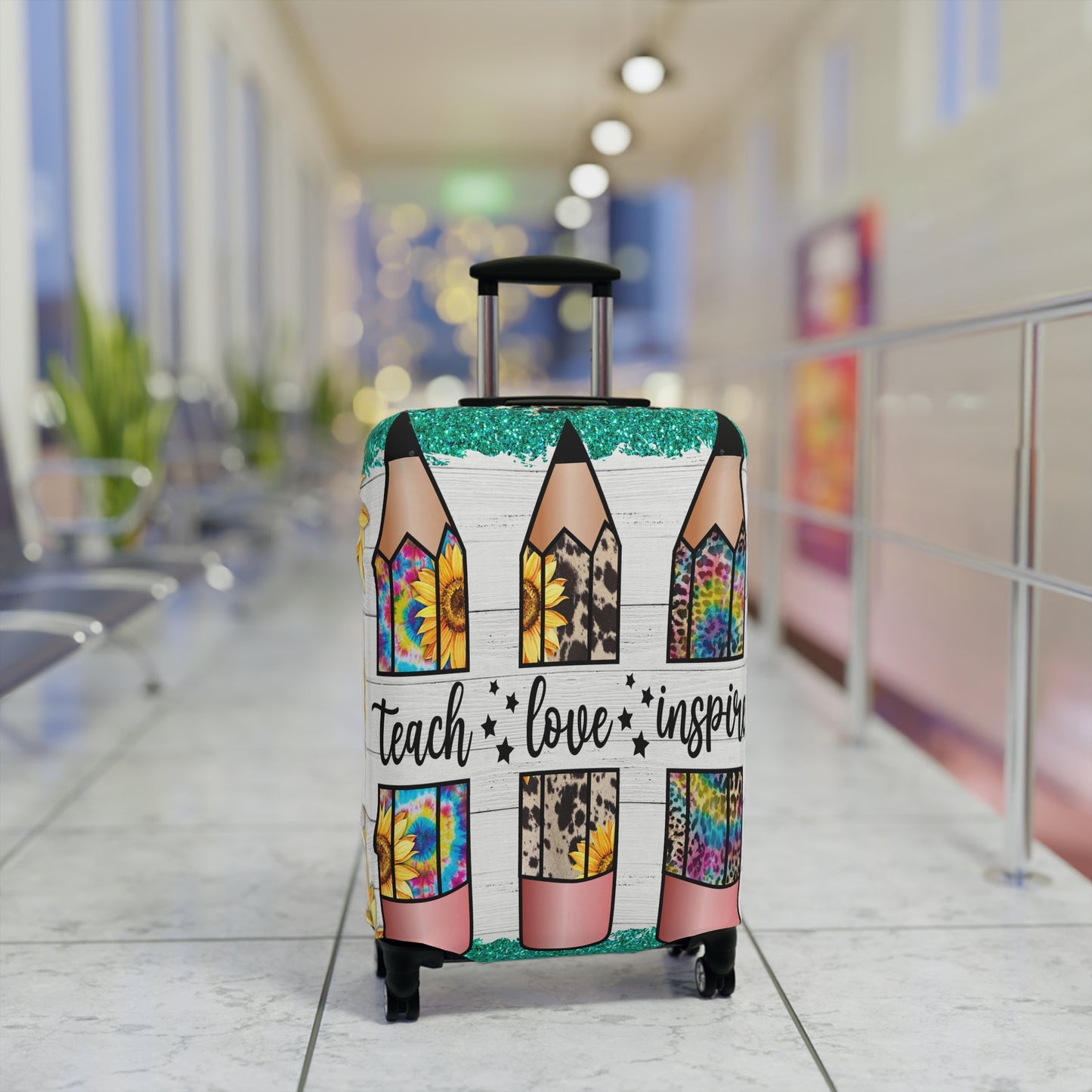 Luggage Cover, Teacher, Teach, Love, Inspire, awd-1755