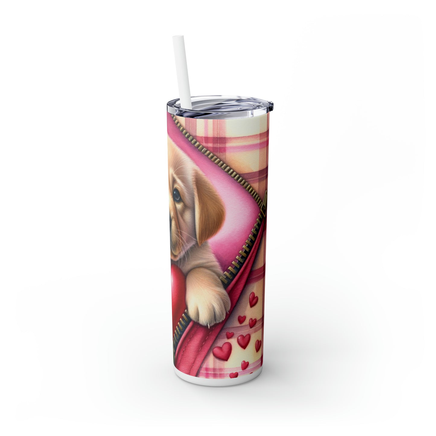 Skinny Tumbler with Straw, 20oz, Dog, Valentines Day, awd-832