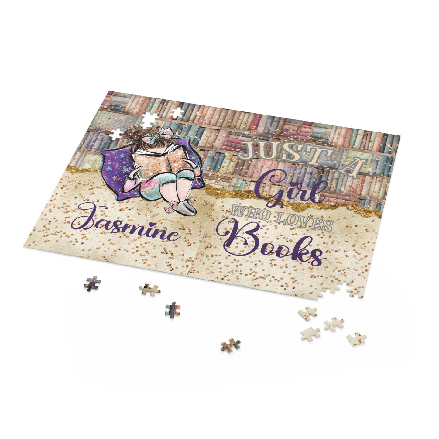 Puzzle, Just a Girl who Loves Books, Brunette Hair, Personalised/Non-Personalised, (120, 252, 500-Piece)