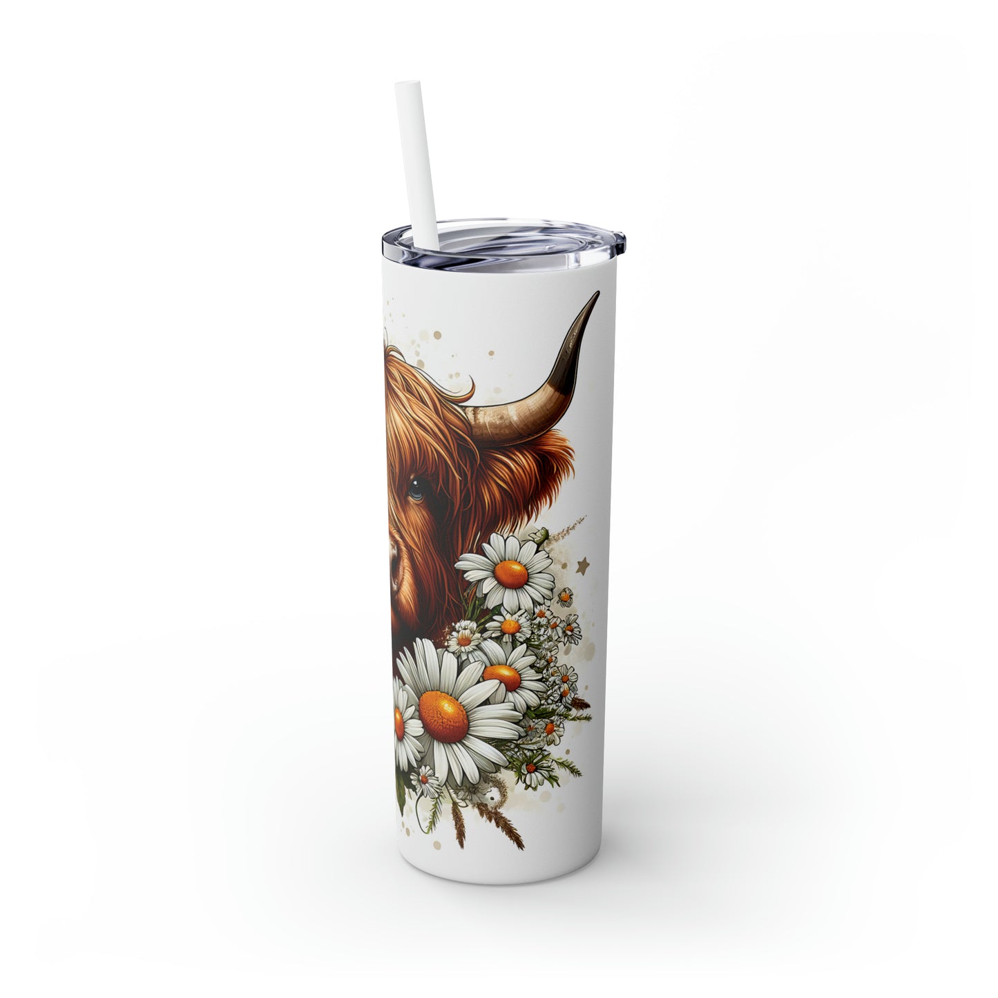 Skinny Tumbler with Straw, 20oz Highlander Cow, awd-436