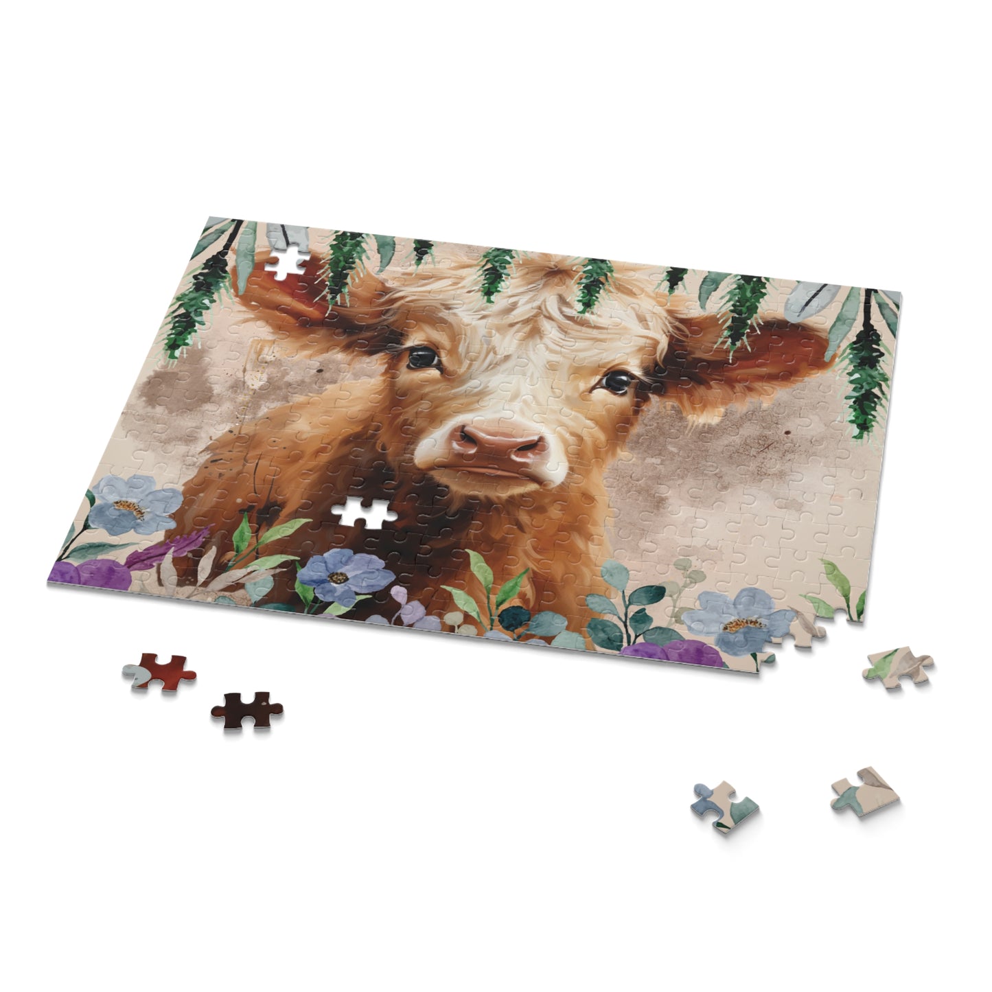 Personalised/Non-Personalised Puzzle, Highland Cow (120, 252, 500-Piece)