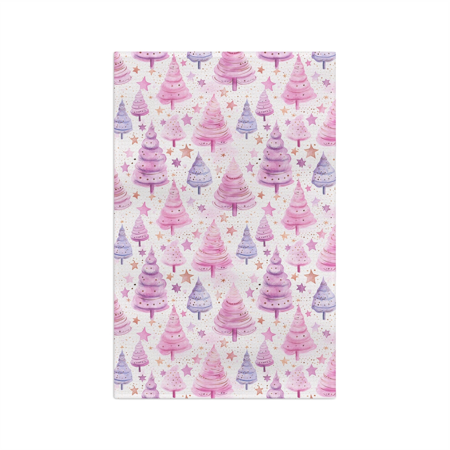 Microfiber Tea Towel, Pink Christmas Trees