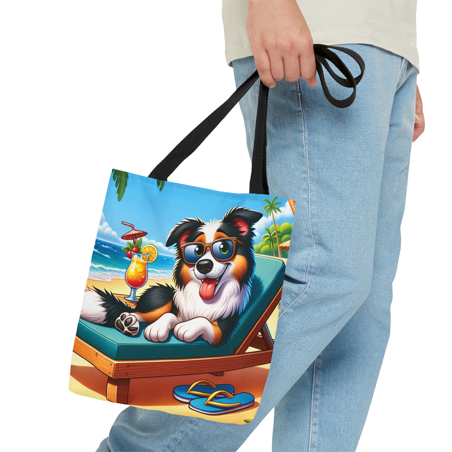 Tote Bag, Dog on Beach, Border Collie, Tote bag,  awd-1102