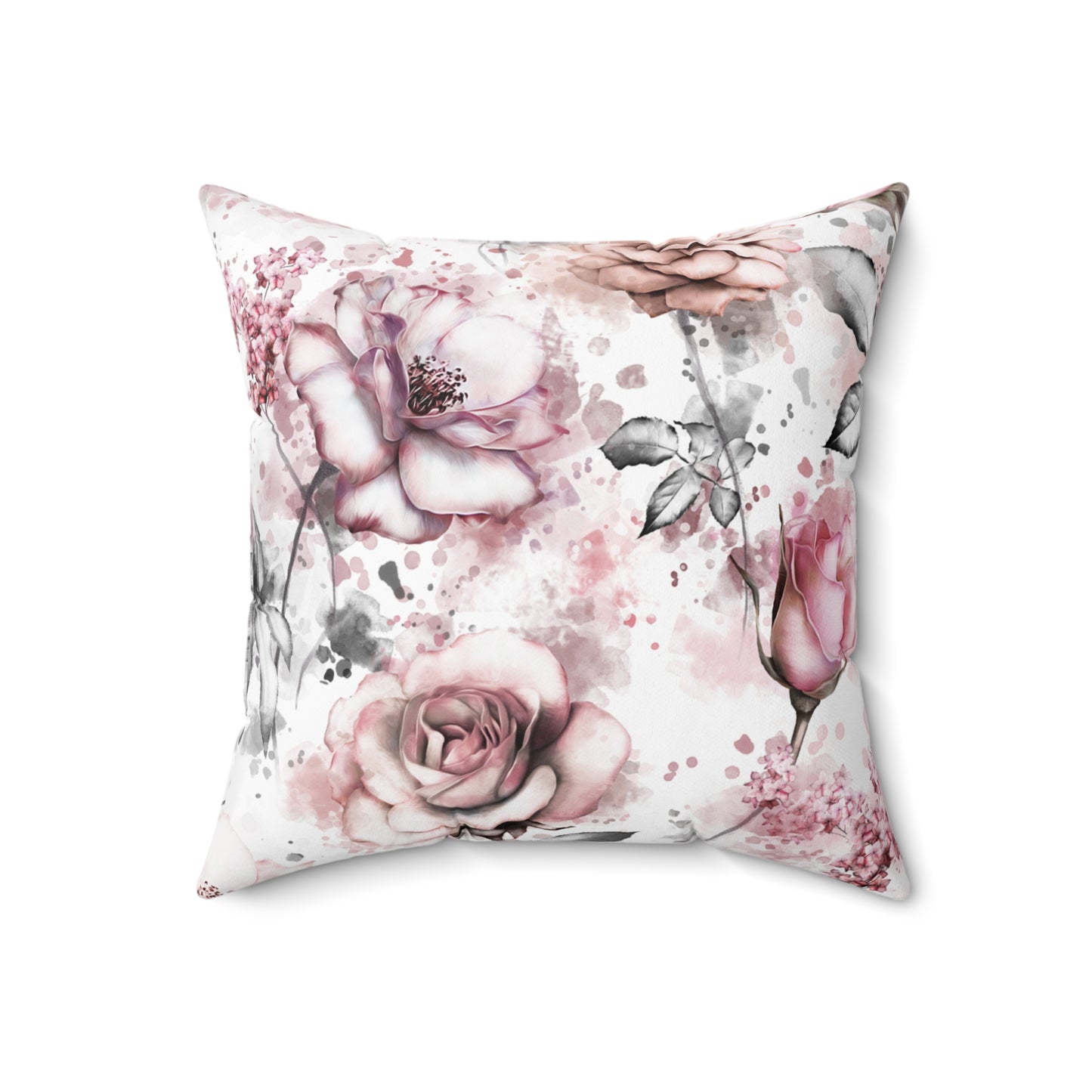 Spun Polyester Square Pillow, Floral Cushion