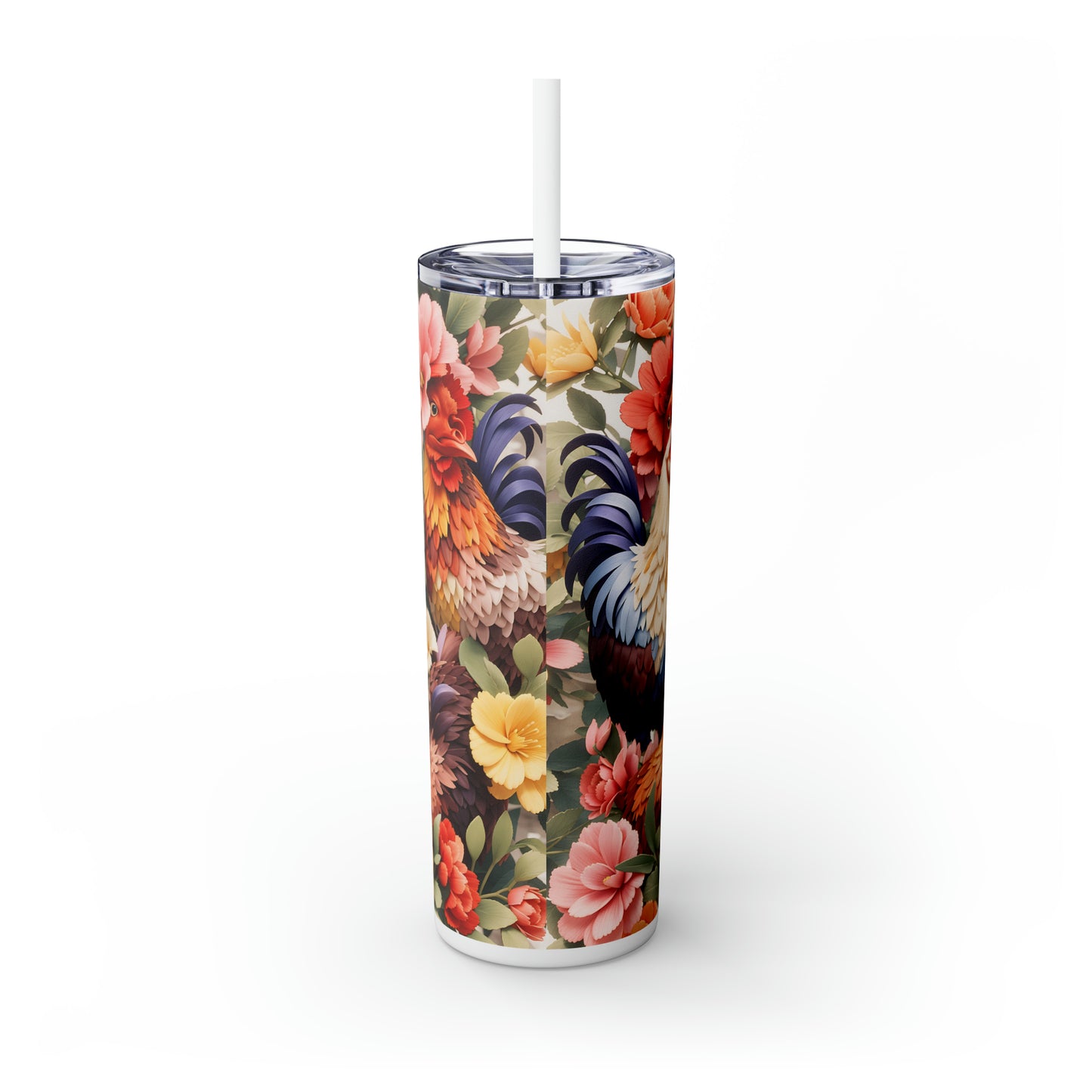 Skinny Tumbler with Straw, 20oz, Rooster