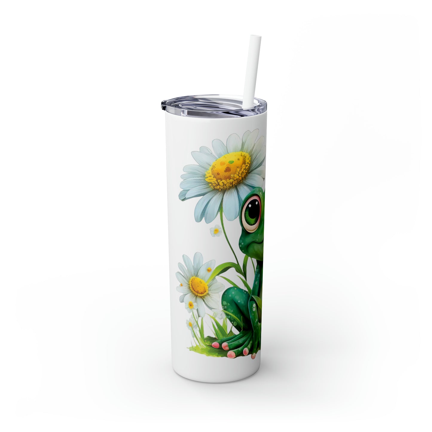 Skinny Tumbler with Straw, 20oz, Frog, awd-539