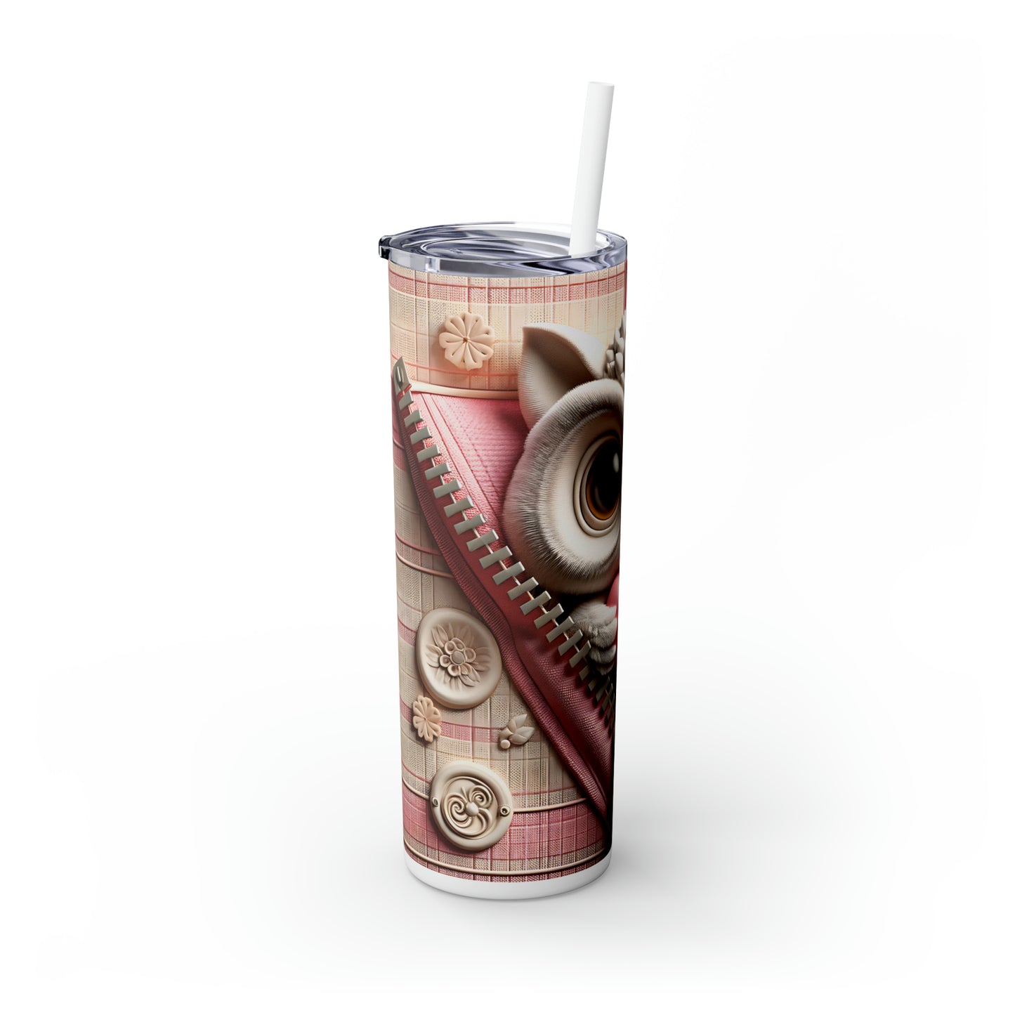 Skinny Tumbler with Straw, 20oz, Owl, Valentines Day