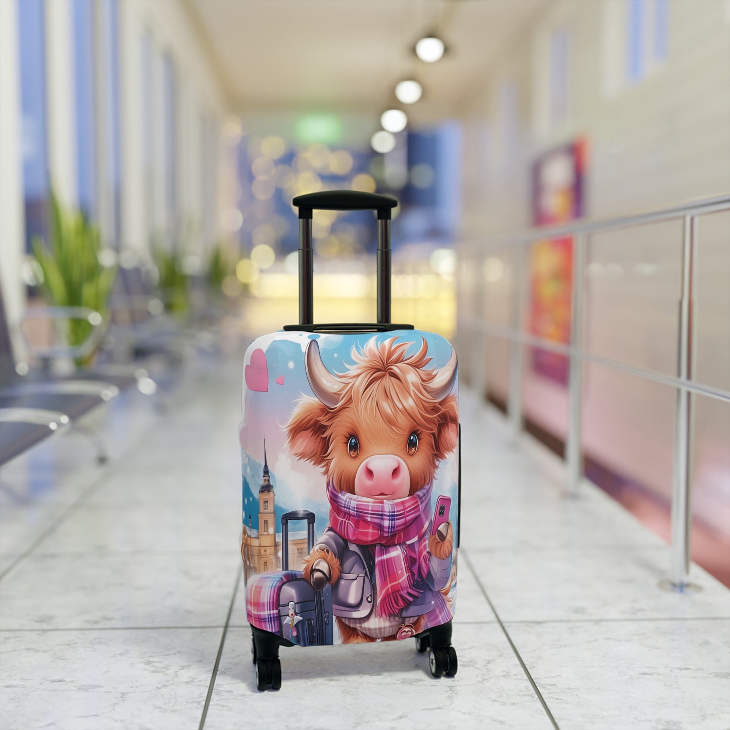 Luggage Cover, Travelling Highland Cow, awd-3023