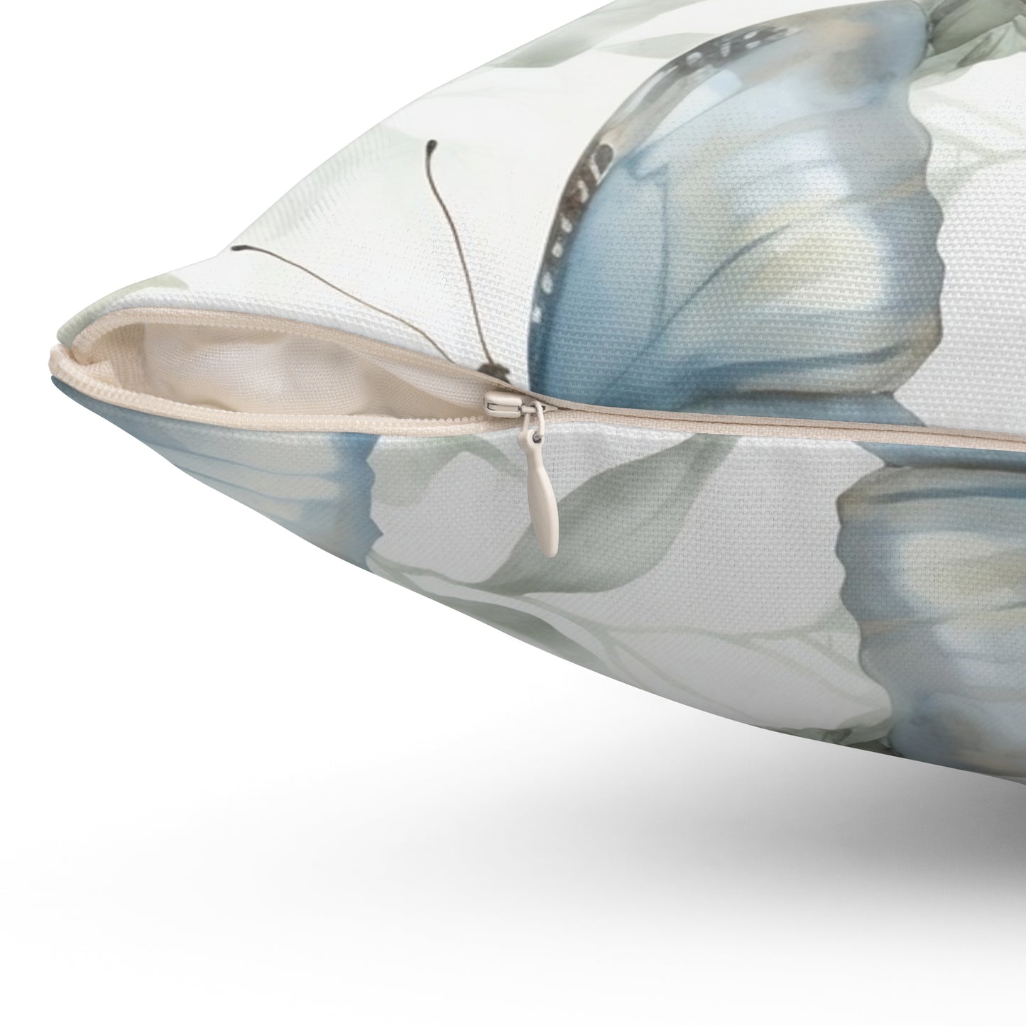 Spun Polyester Square Pillow, Butterfly Floral Cushion