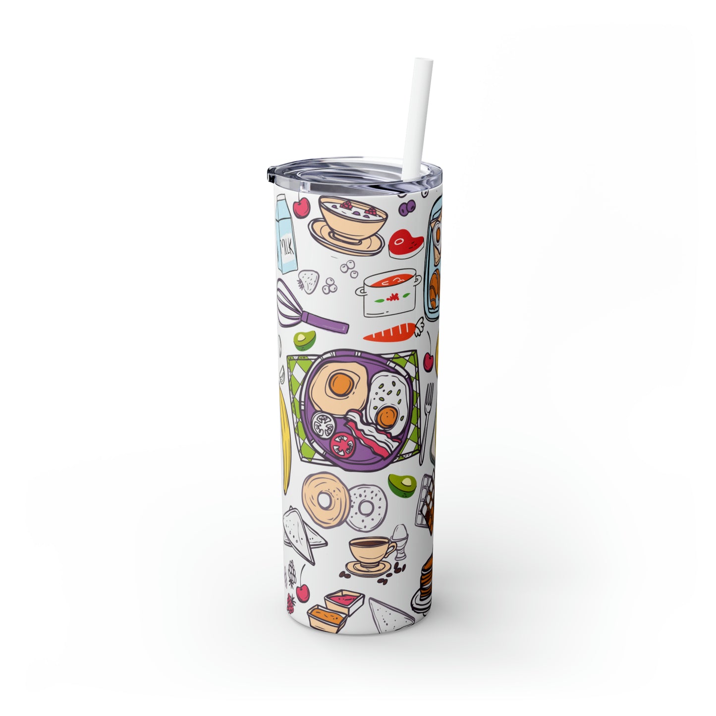 Skinny Tumbler with Straw, 20oz, Lunch Lady