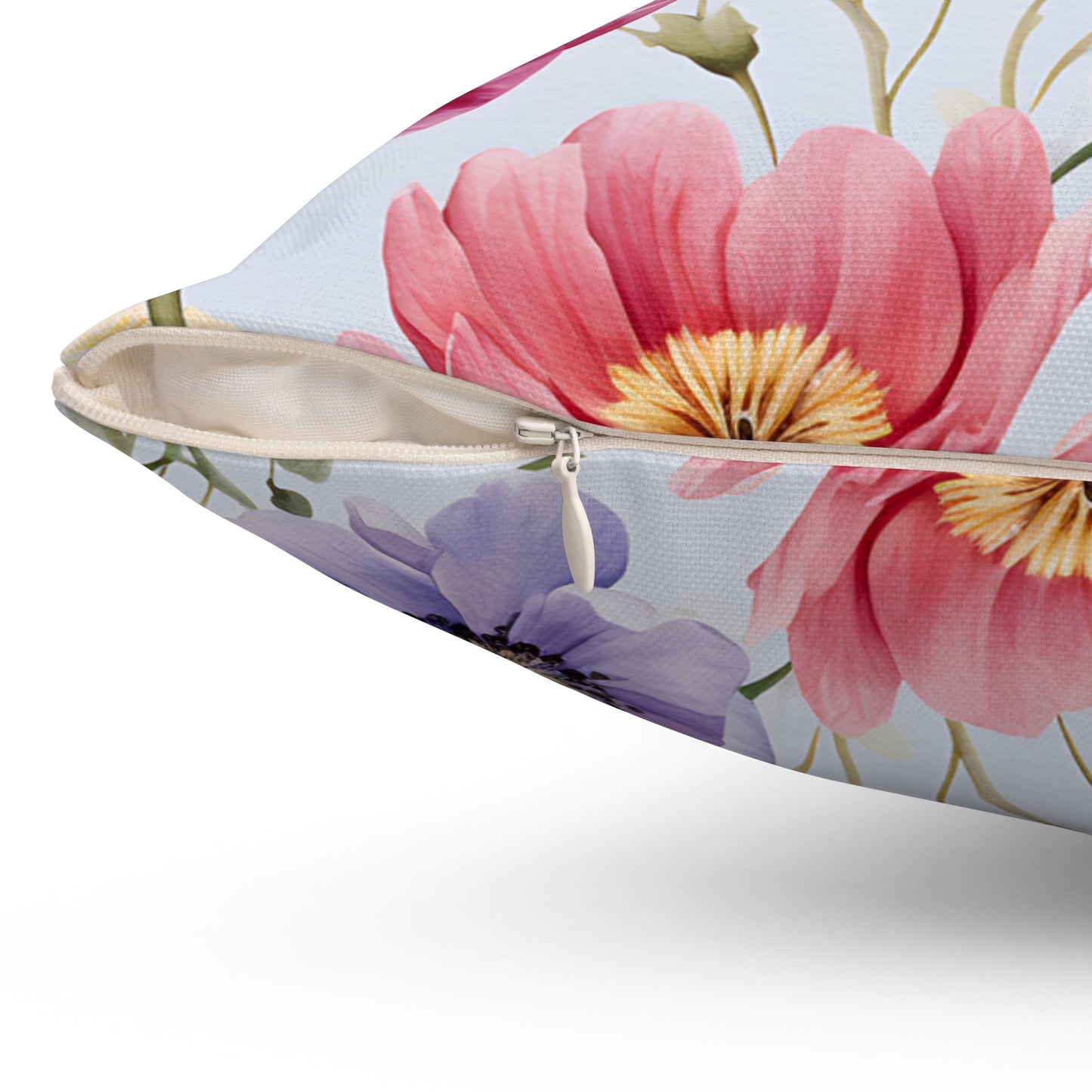 Polyester Square Pillow, Floral Cushion