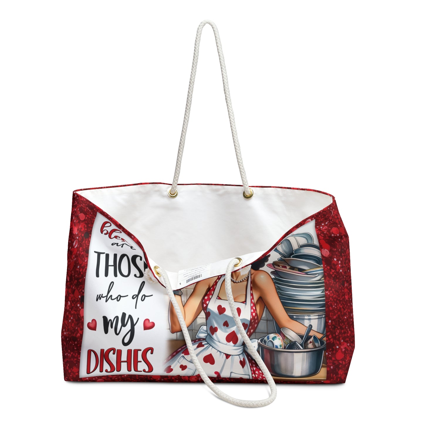 Personalised/Non-Personalised Weekender Bag, Blessed are those Who do my Dishes, Large Weekender Bag, Beach Bag, Book Bag