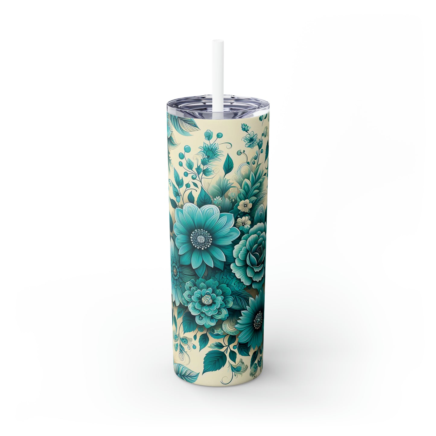 Skinny Tumbler with Straw, 20oz, Floral, awd-437