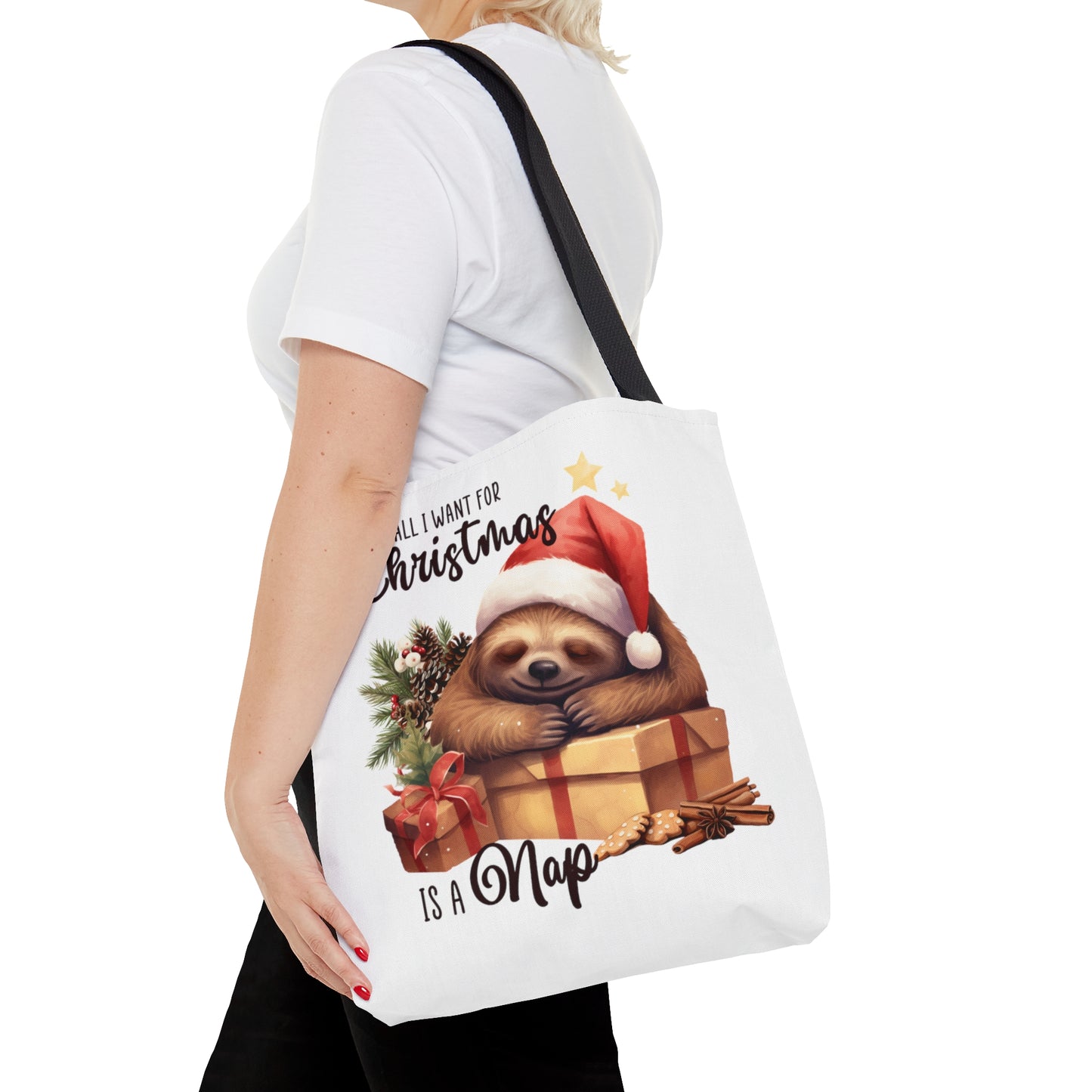 Tote Bag, Christmas, Sloth, Personalised/Non-Personalised Tote bag