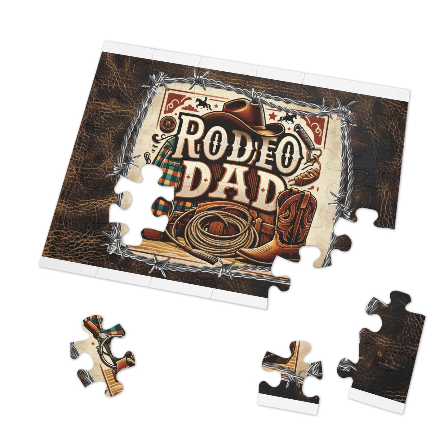 Puzzle, Western, Rodeo Dad, Personalised/Non-Personalised (30, 110, 252, 500,1000-Piece) awd-610