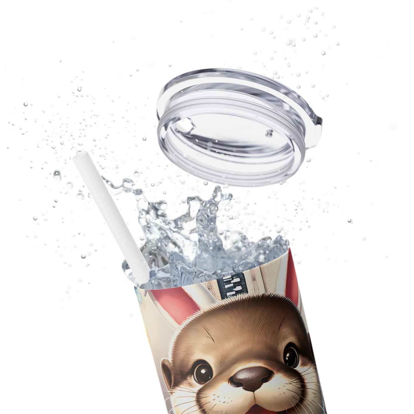 Skinny Tumbler with Straw, 20oz, Easter, Baby Otter, awd-1271