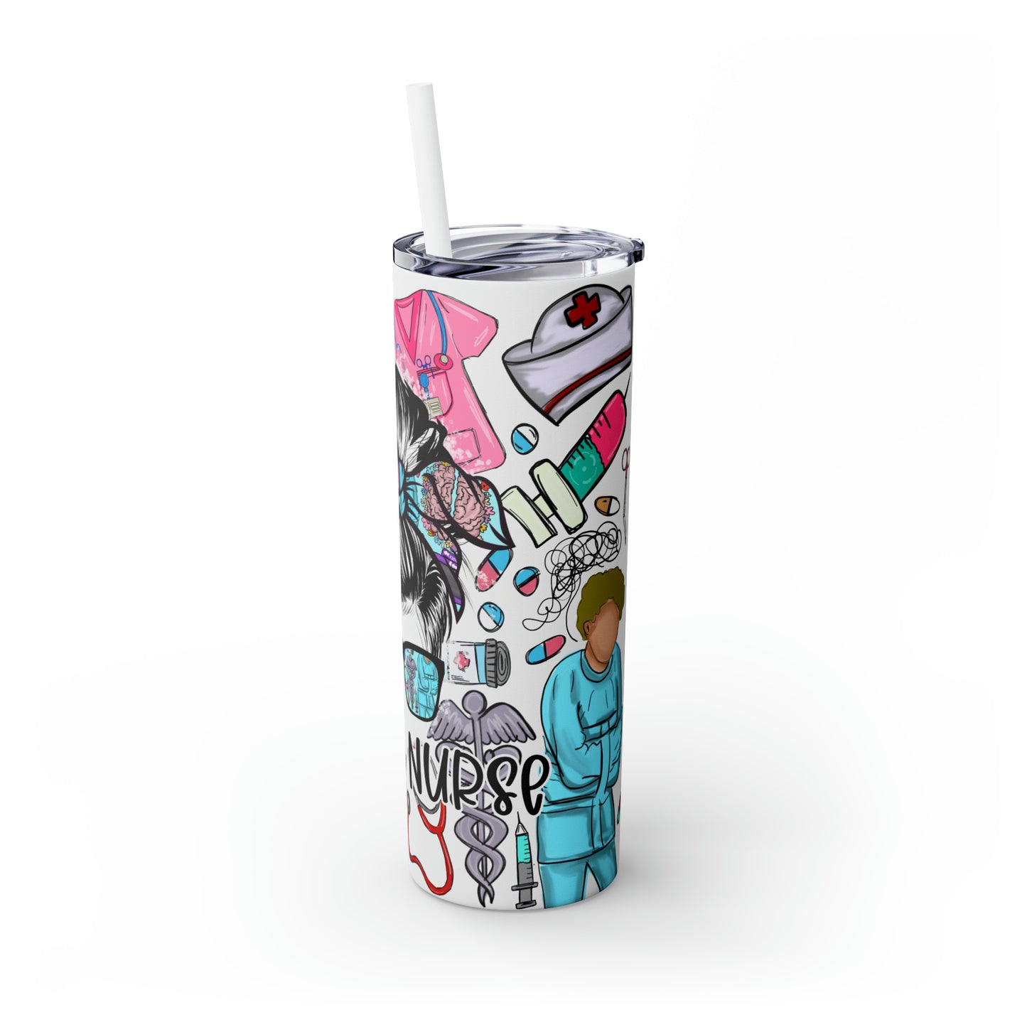 Skinny Tumbler with Straw, 20oz, Psych-Nurse