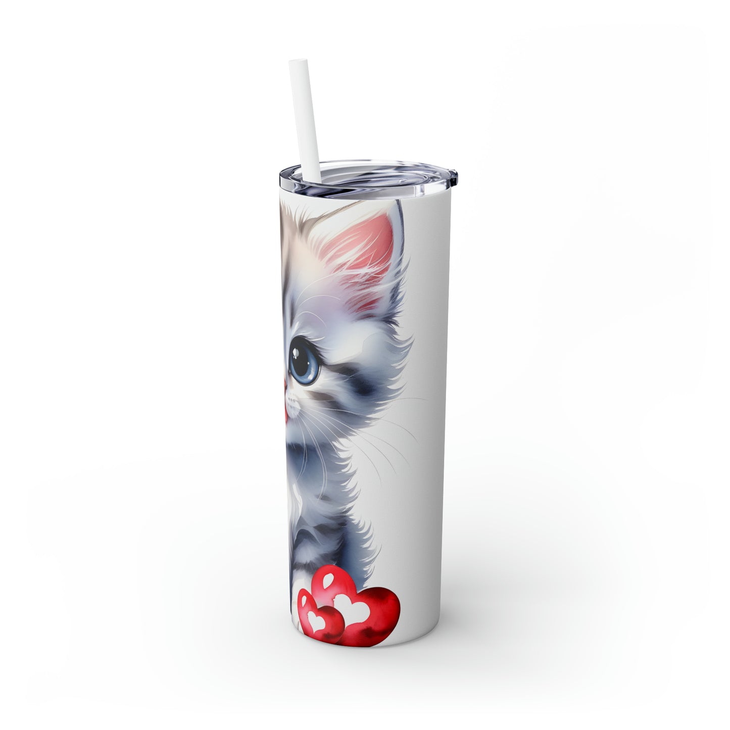 Skinny Tumbler with Straw, 20oz, Cat