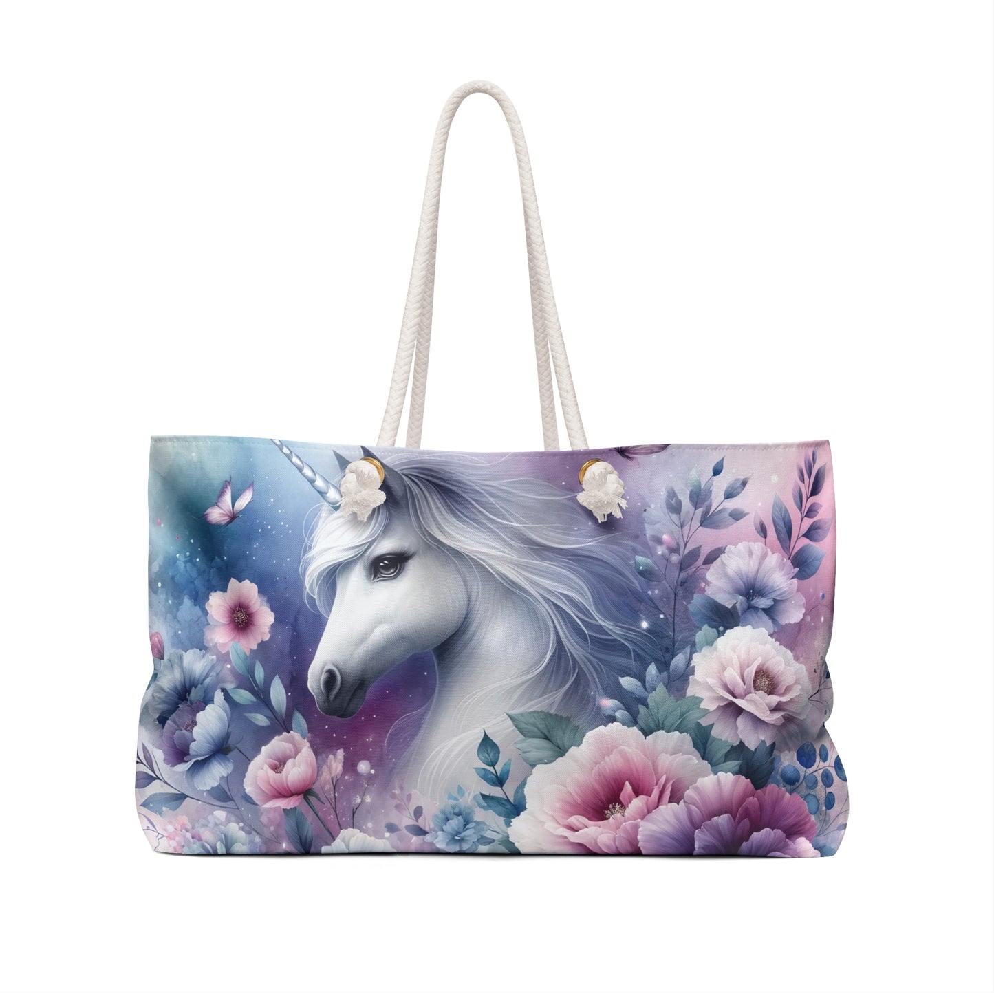 Personalised/Non-Personalised Weekender Bag, Unicorn, Large Weekender Bag, Beach Bag, Book Bag