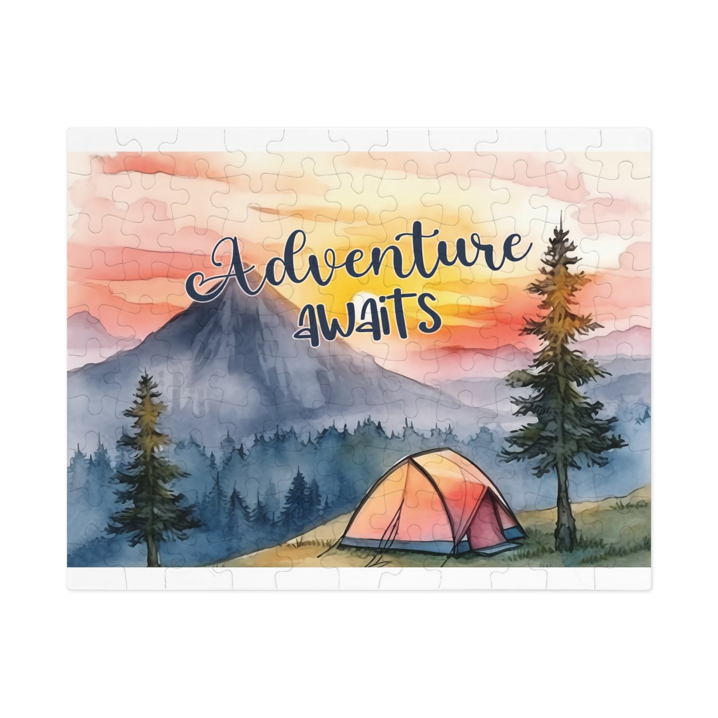 Jigsaw Puzzle, Camping, Adventure Awaits, Personalised/Non-Personalised (30, 110, 252, 500,1000-Piece)