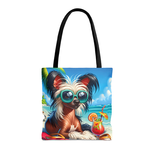 Tote Bag, Dog on Beach, Chinese Crested, Tote bag, awd-1206