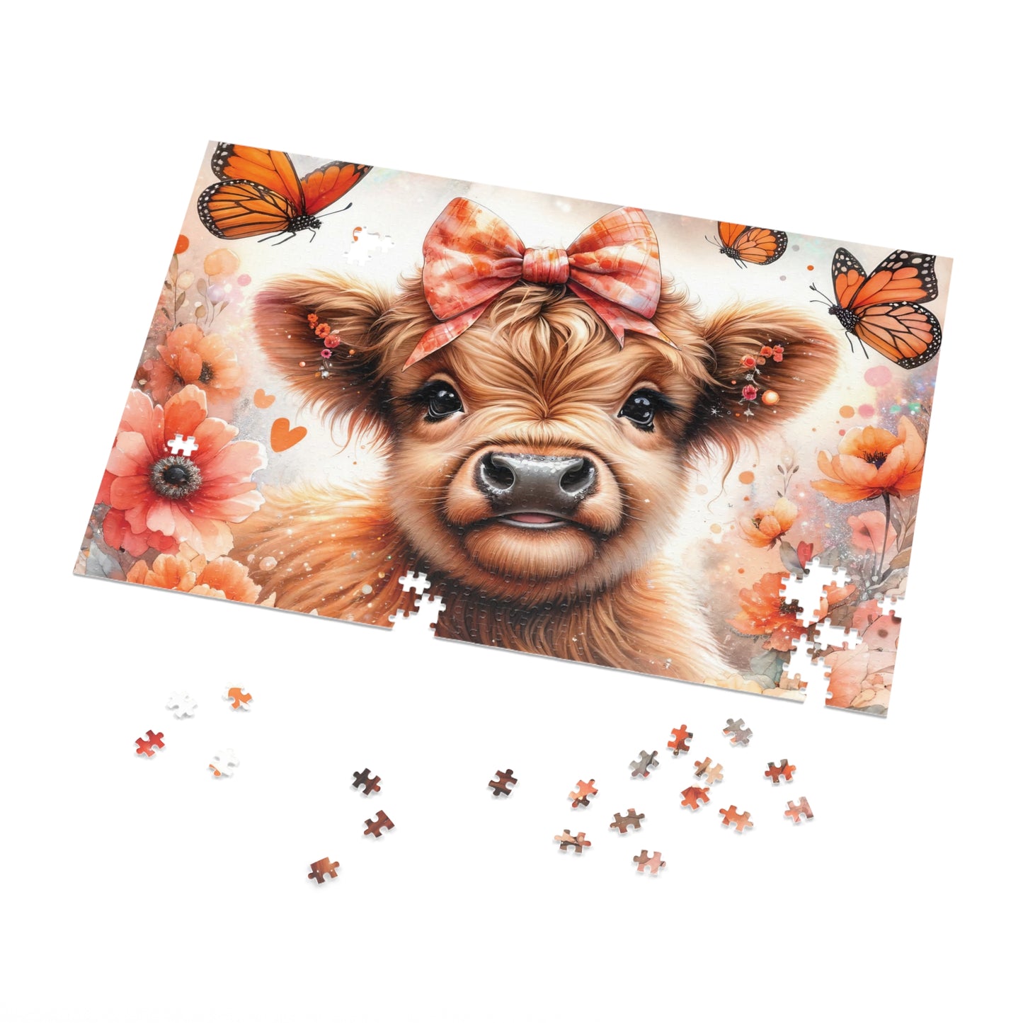 Jigsaw Puzzle, Highland Cow, Personalised/Non-Personalised (30, 110, 252, 500,1000-Piece)