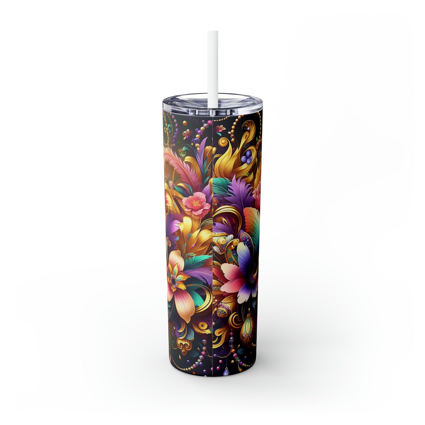 Skinny Tumbler with Straw, 20oz Floral