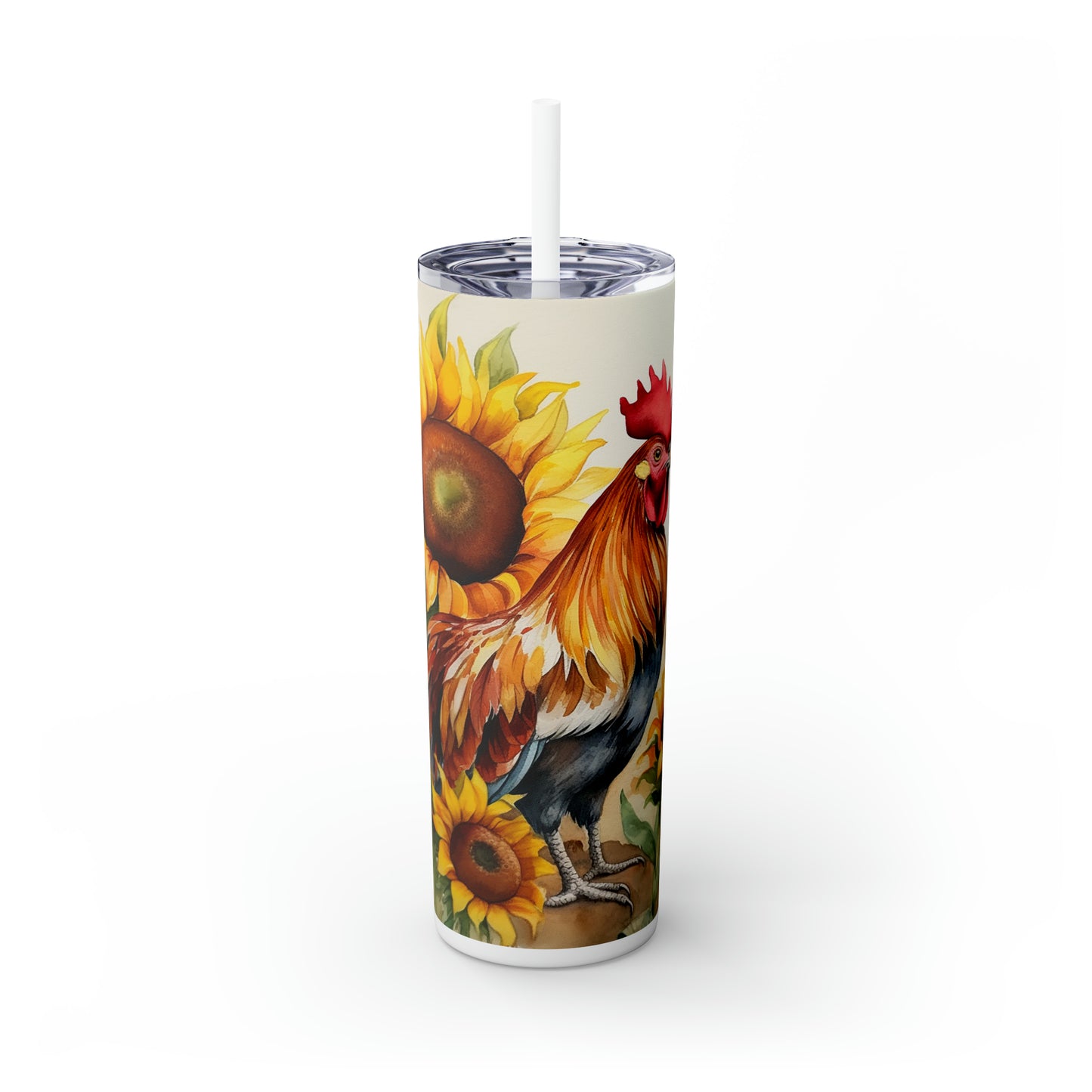 Skinny Tumbler with Straw, 20oz, Rooster