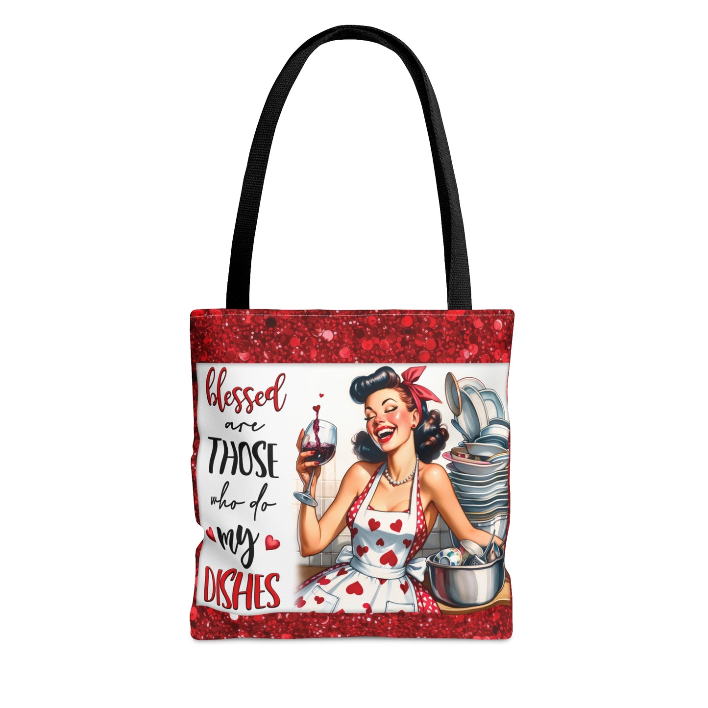 Tote Bag, Retro, Blessed are those who do the Dishes