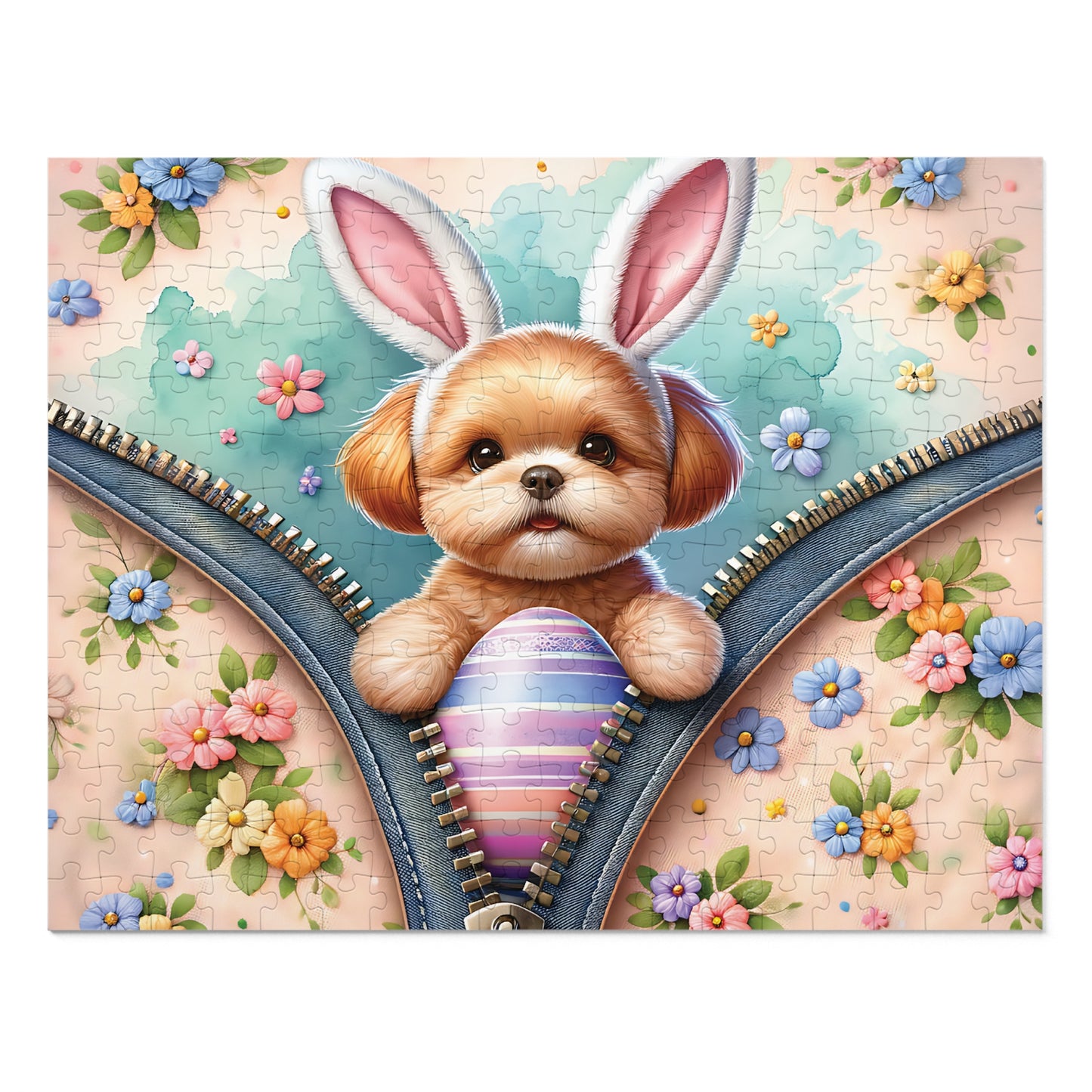 Jigsaw Puzzle, Easter, Dog with Bunny Ears, Personalised/Non-Personalised (30, 110, 252, 500,1000-Piece) Awd-1309