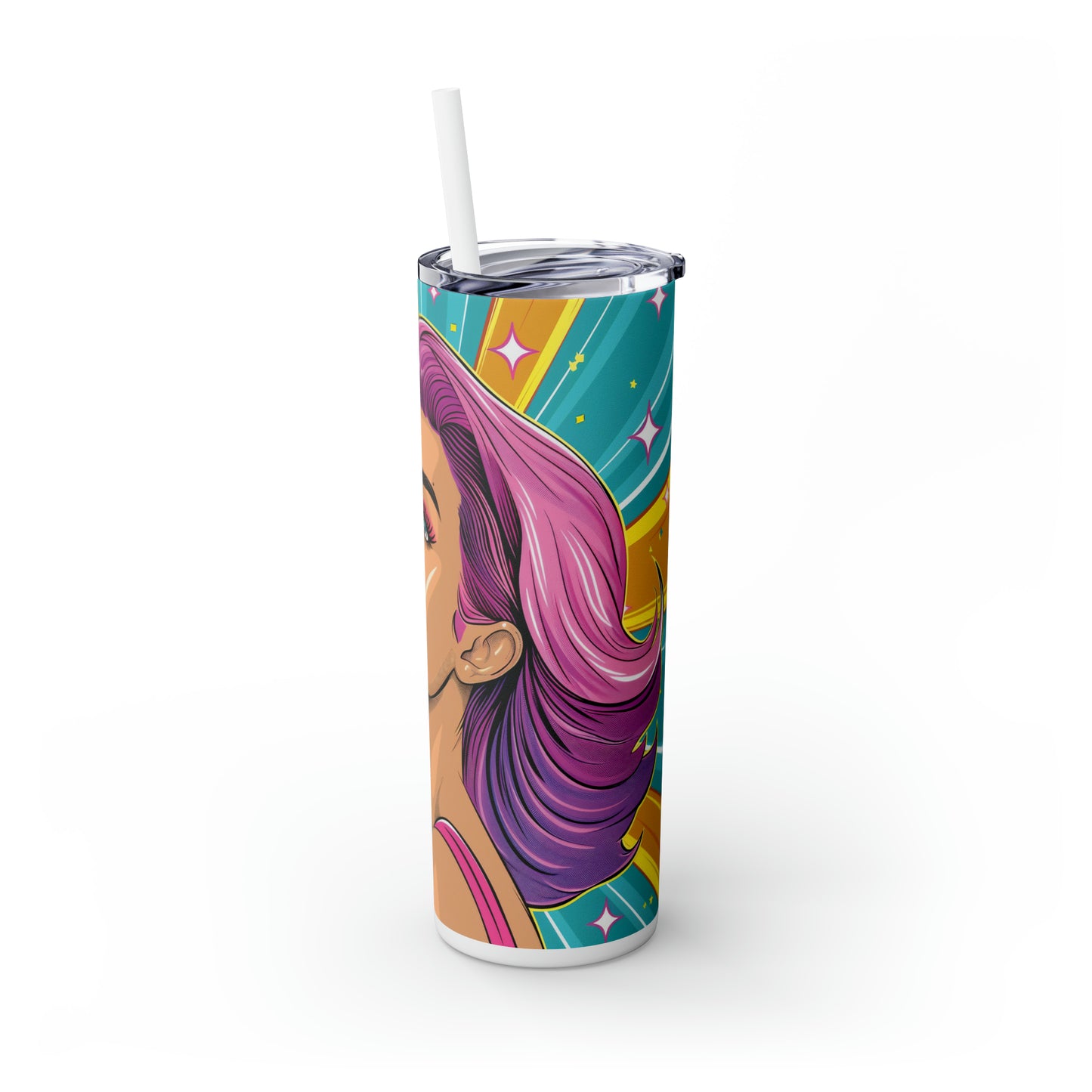 Skinny Tumbler with Straw, 20oz, Pop Art