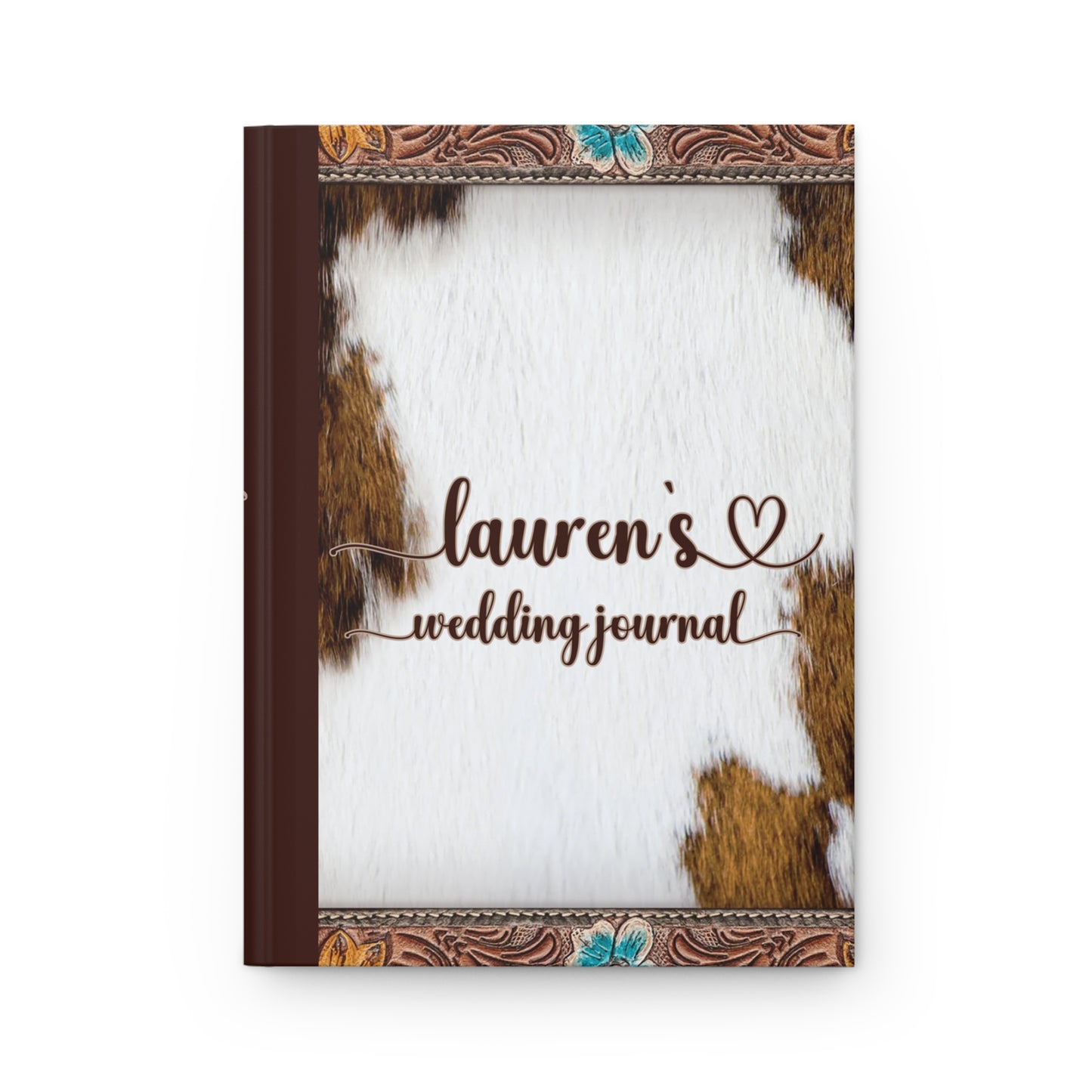 Personalised Hardcover Wedding Journal Matte, Country and Western, Cowhide and Leather Look, awd-1777