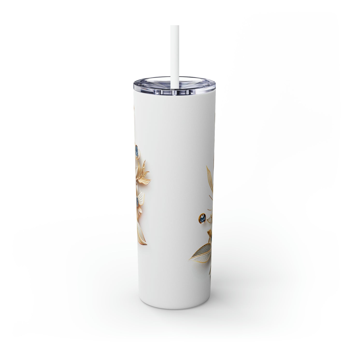 Skinny Tumbler with Straw, 20oz, Floral, awd-413