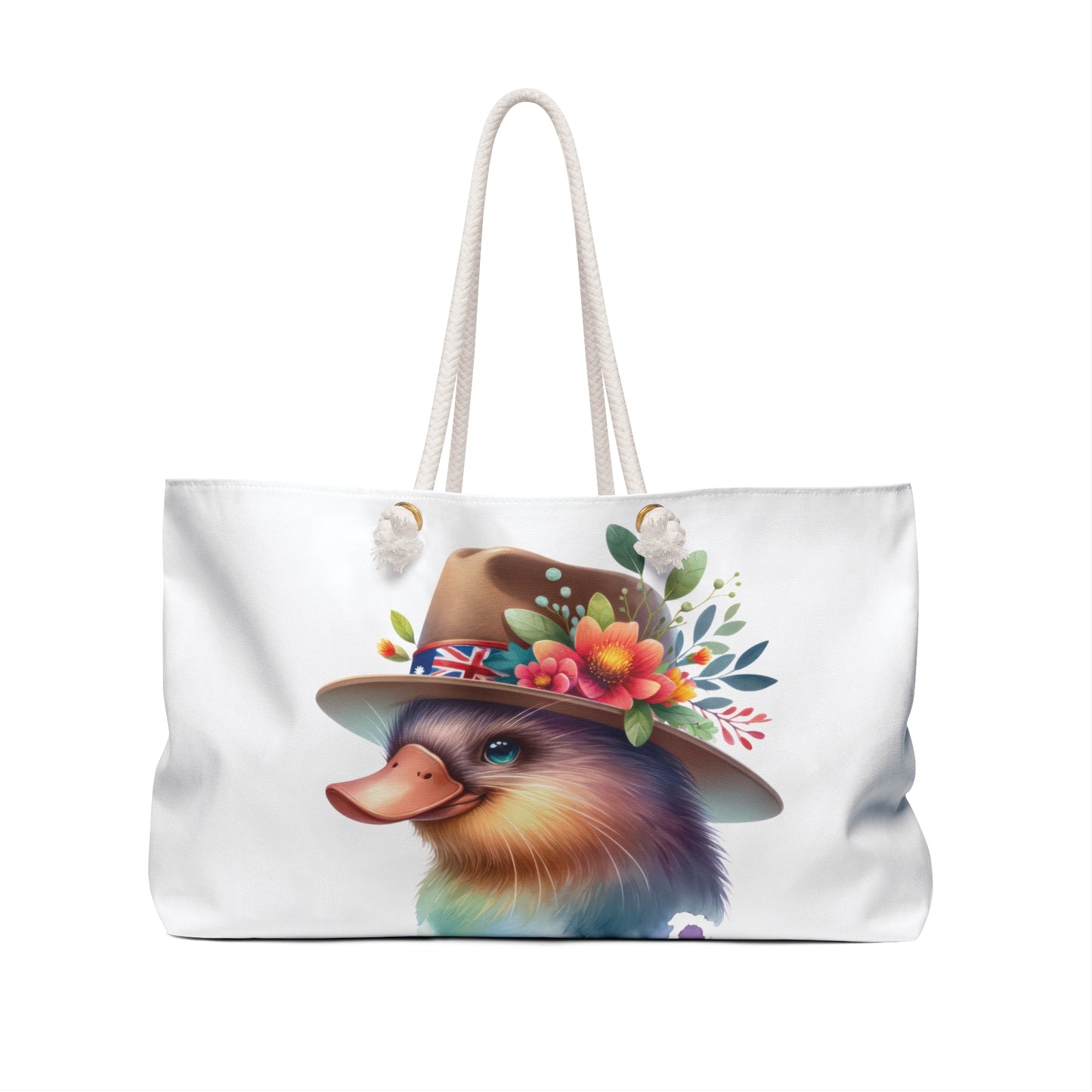 Personalised/Non-Personalised Weekender Bag, Australian Animals, Platypus, Large Weekender Bag, Beach Bag, Book Bag