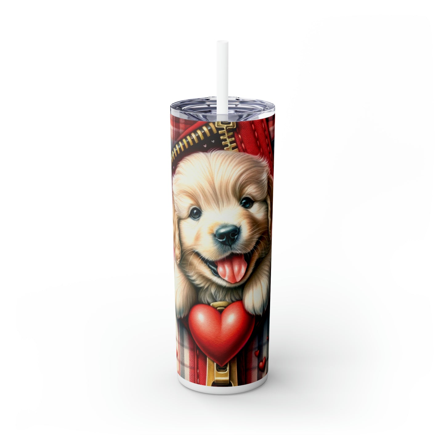 Skinny Tumbler with Straw, 20oz, Dog, Valentines Day, awd-839