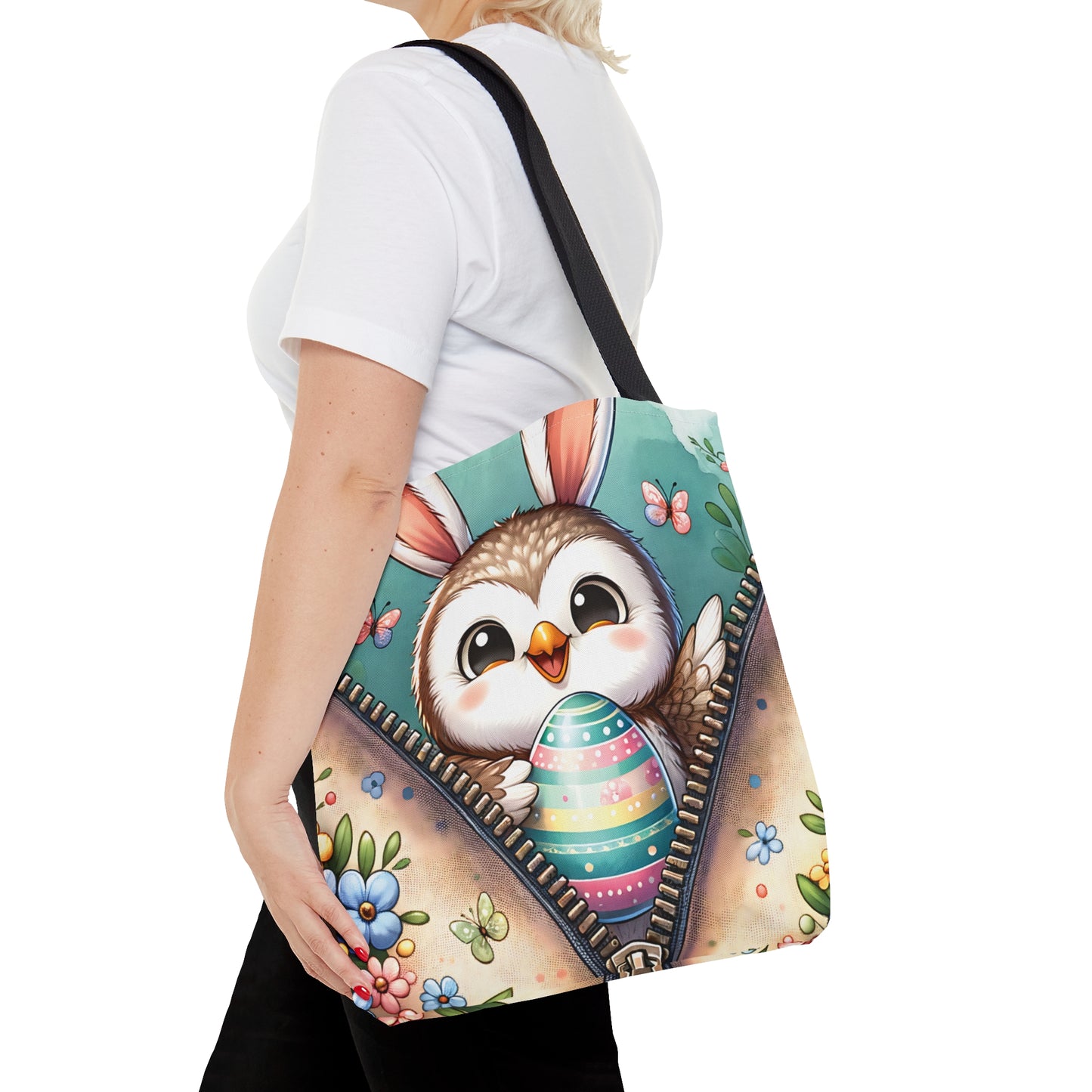 Tote Bag, Easter, Cute Owl with Bunny Ears, Personalised/Non-Personalised Tote bag