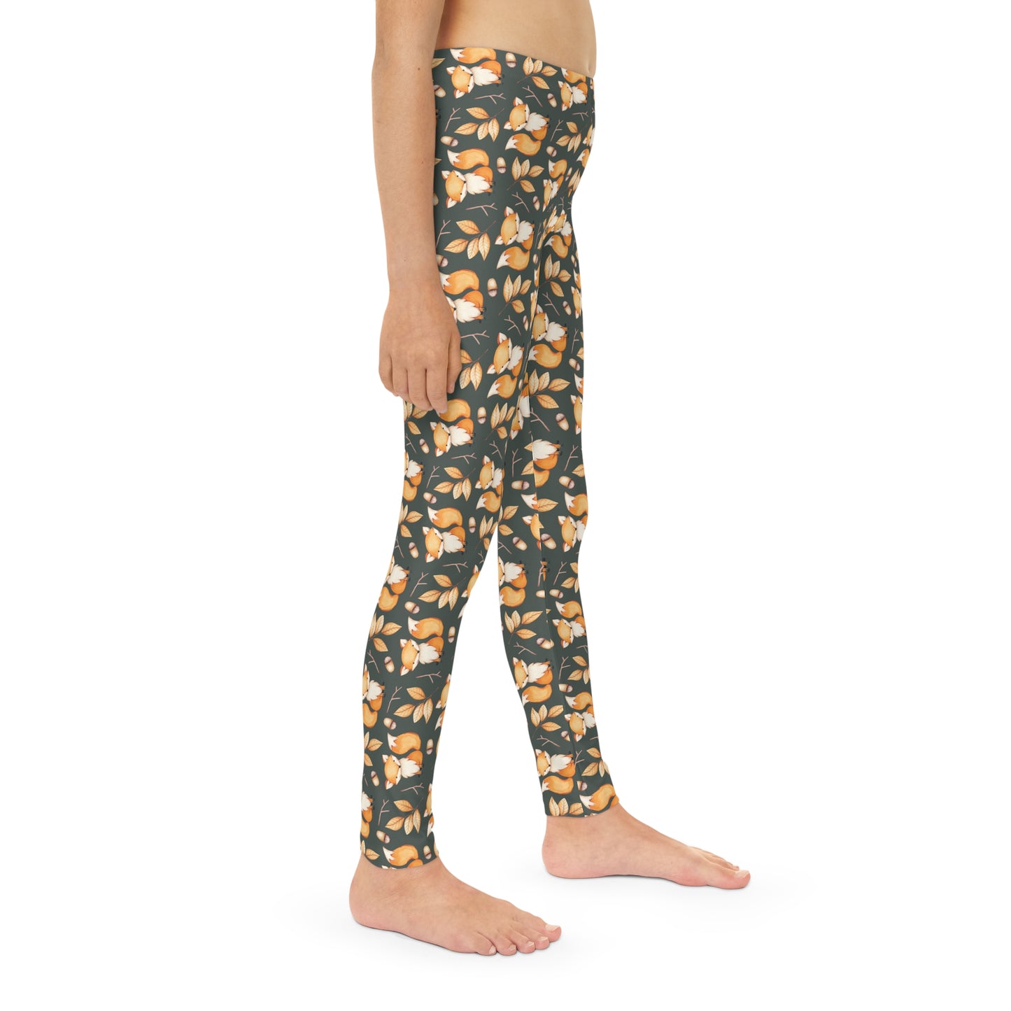 Youth Full-Length Leggings, Fox Design  - Kids Leggings