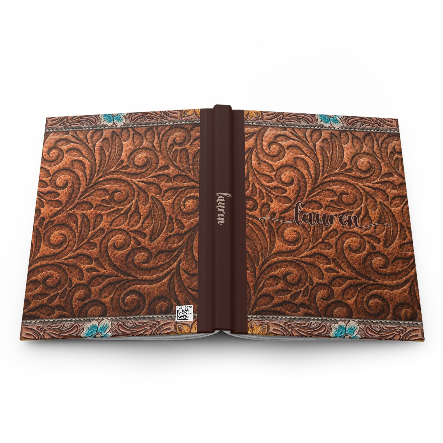 Personalised Hardcover Journal Matte, Country and Western, Carved Leather look, awd-1775