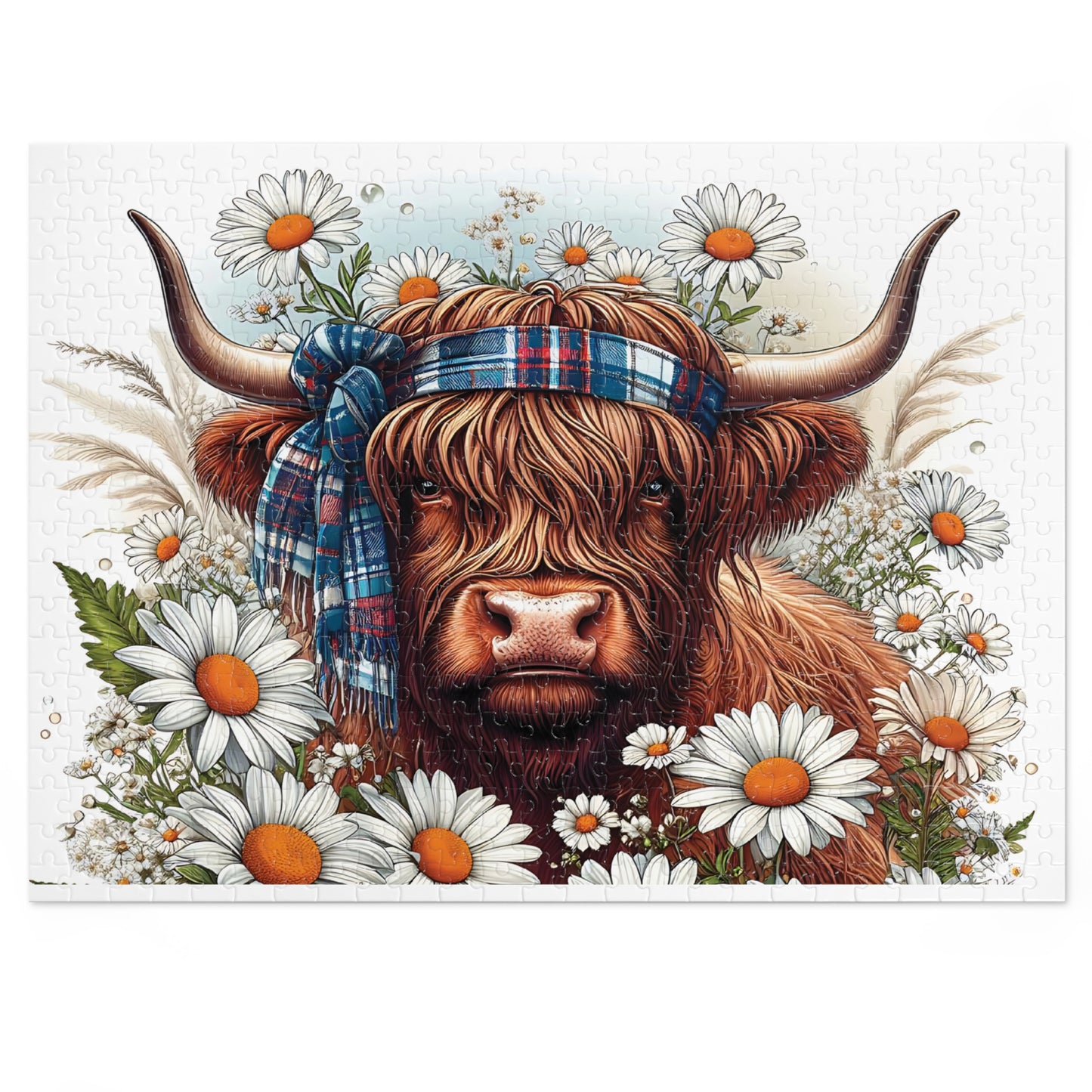 Jigsaw Puzzle, Highland Cow, Personalised/Non-Personalised (30, 110, 252, 500,1000-Piece)