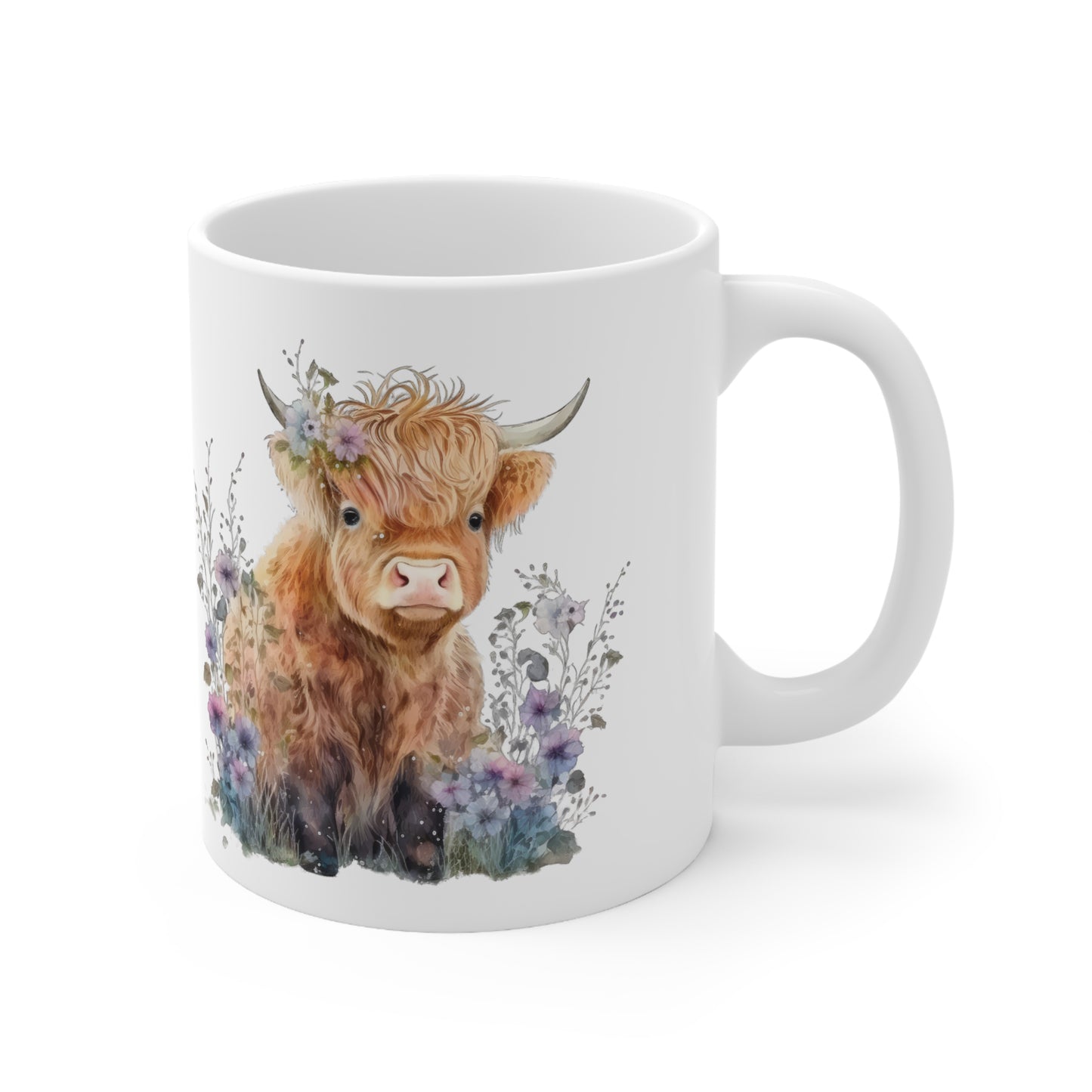 Personalised/Non Personalised Highland Cow, Ceramic Mug 11oz, Highland Cow Mug