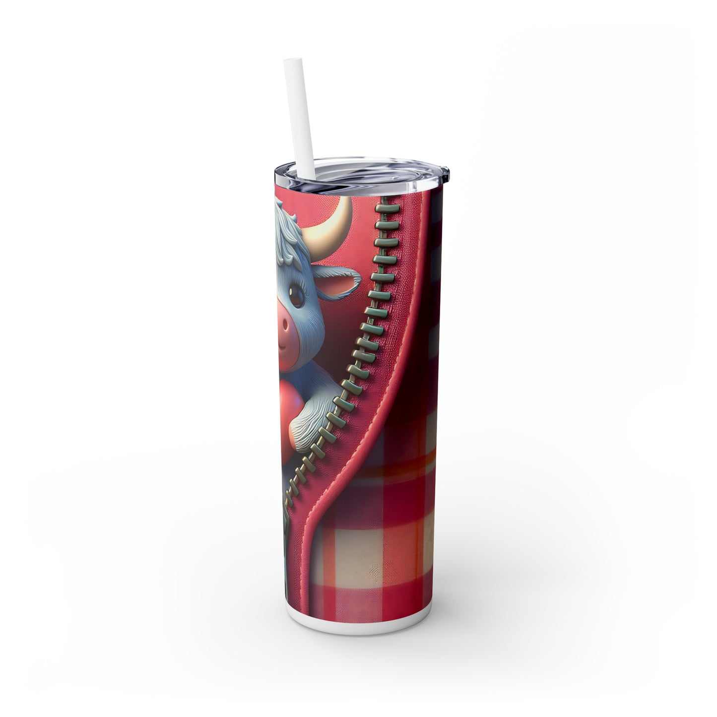 Skinny Tumbler with Straw, 20oz, Highland Cow, Valentines Day, awd-955