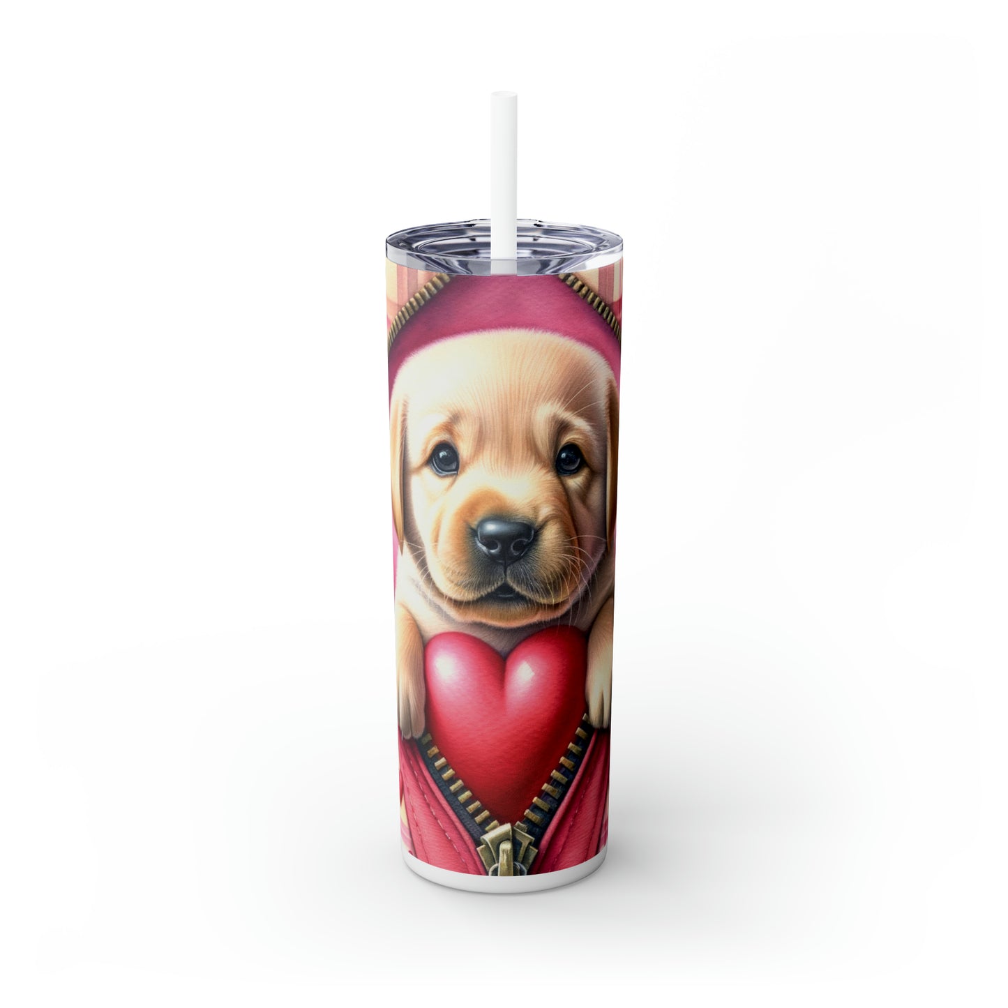 Skinny Tumbler with Straw, 20oz, Dog, Valentines Day, awd-832