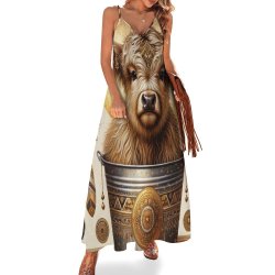 Highlander Cow Spaghetti Strap Ankle-Length Dress Long dress