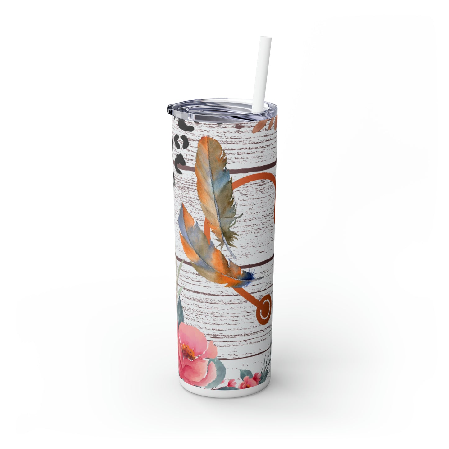 Skinny Tumbler with Straw, 20oz, Nurse